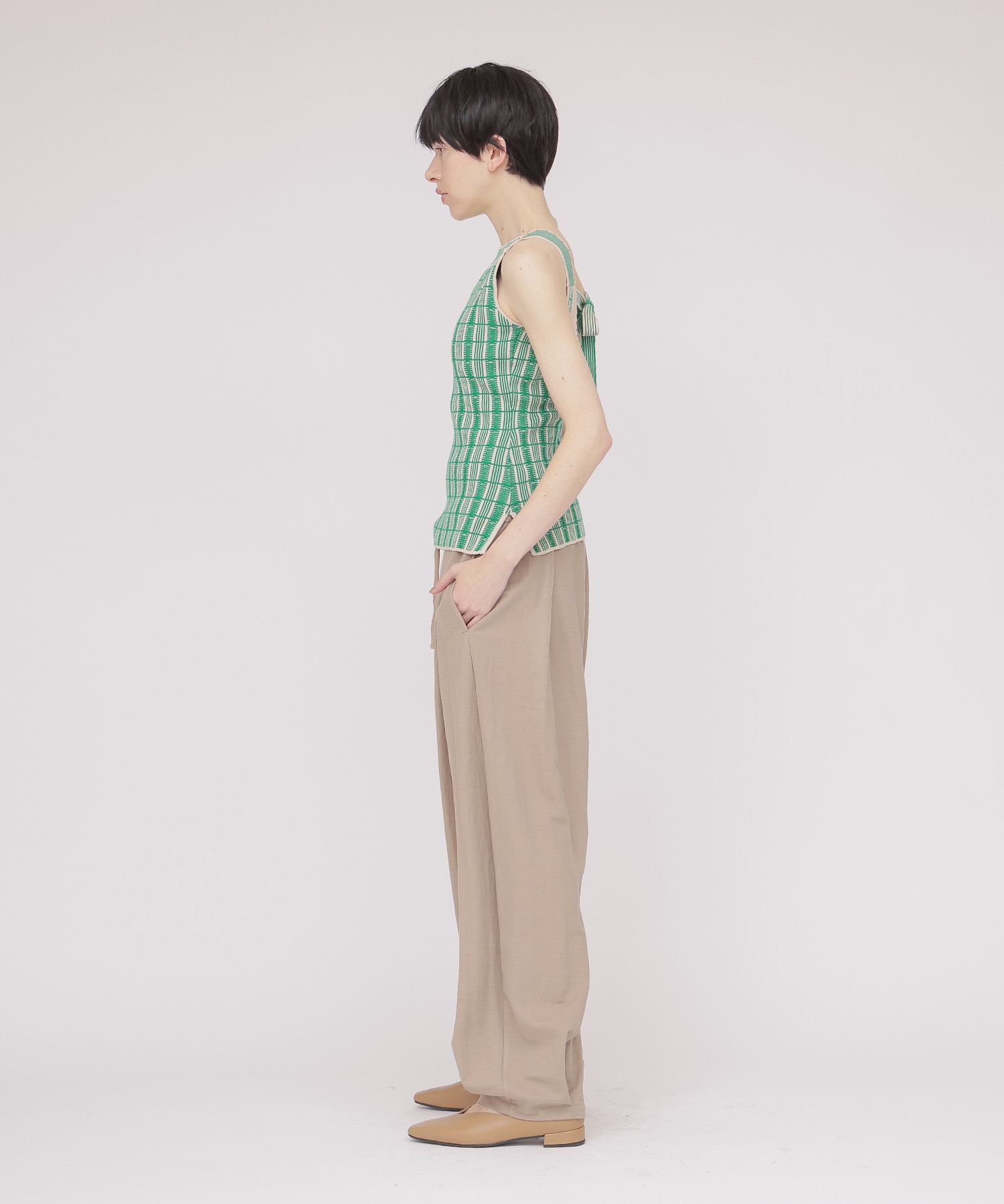 〔お家で試着〕＜VENIT＞RETRO JACQUARD KNIT TANK