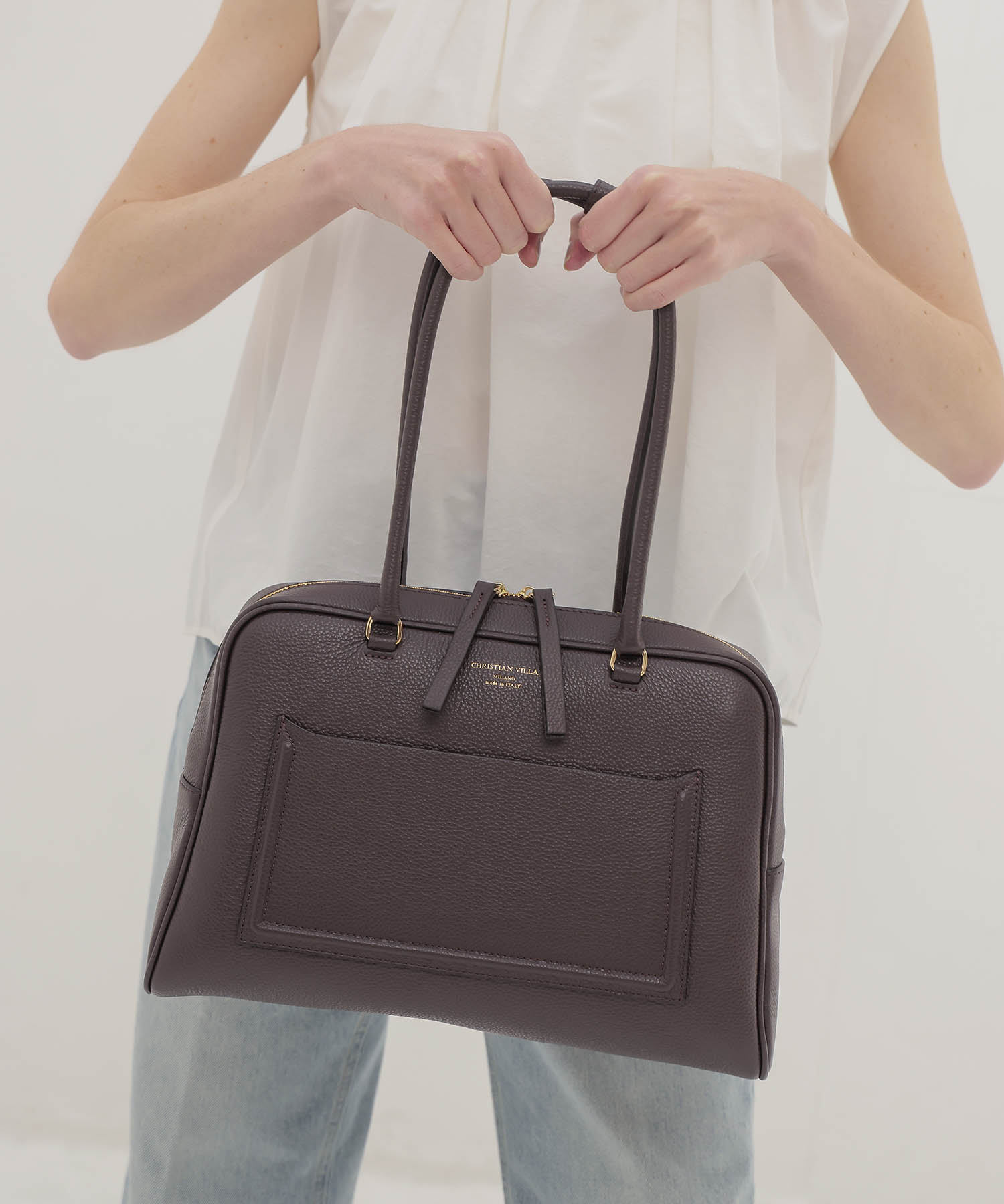 ＜CHRISTIAN VILLA＞boston leather bag