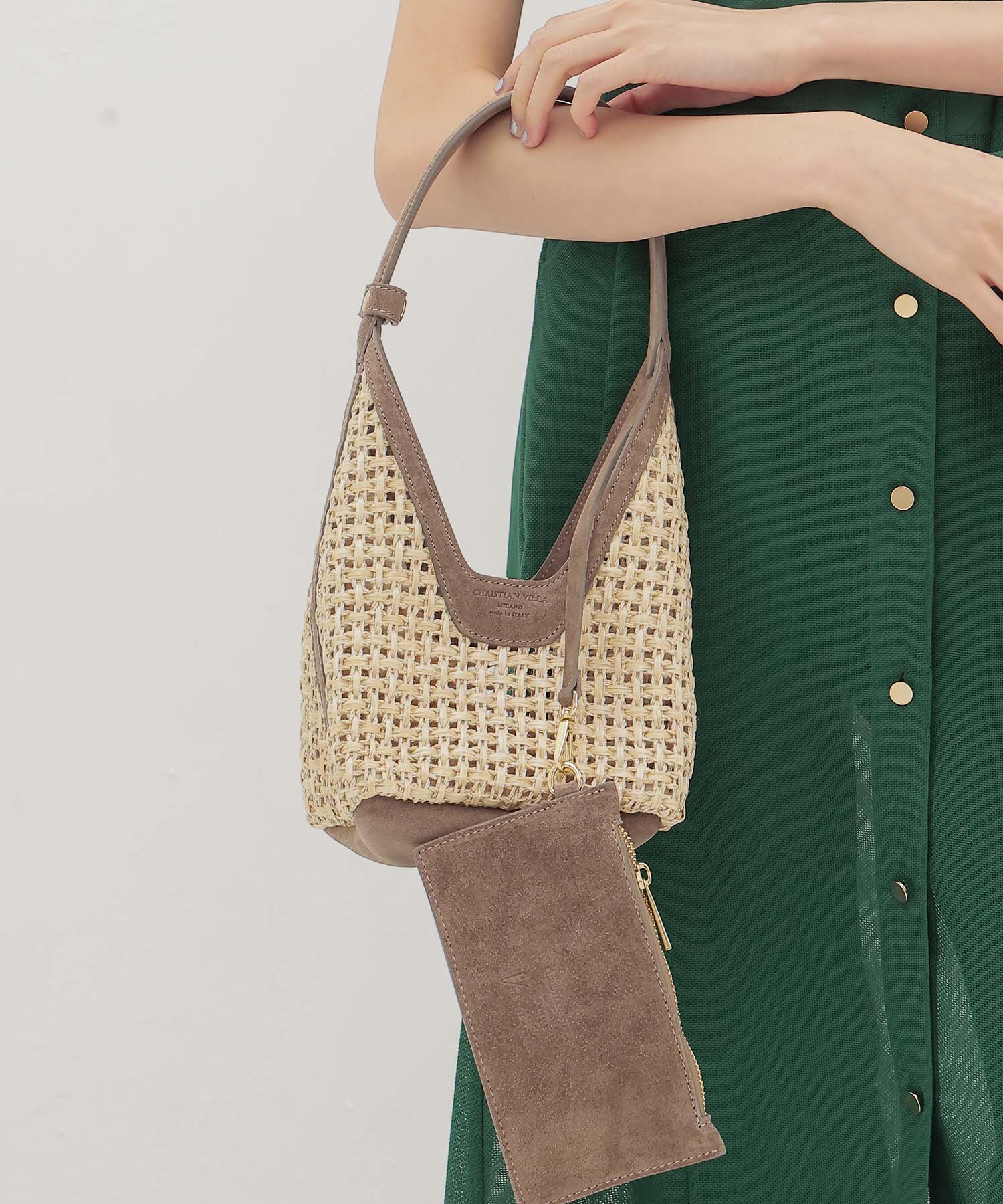 ＜CHRISTIAN VILLA＞raffia top handle bag