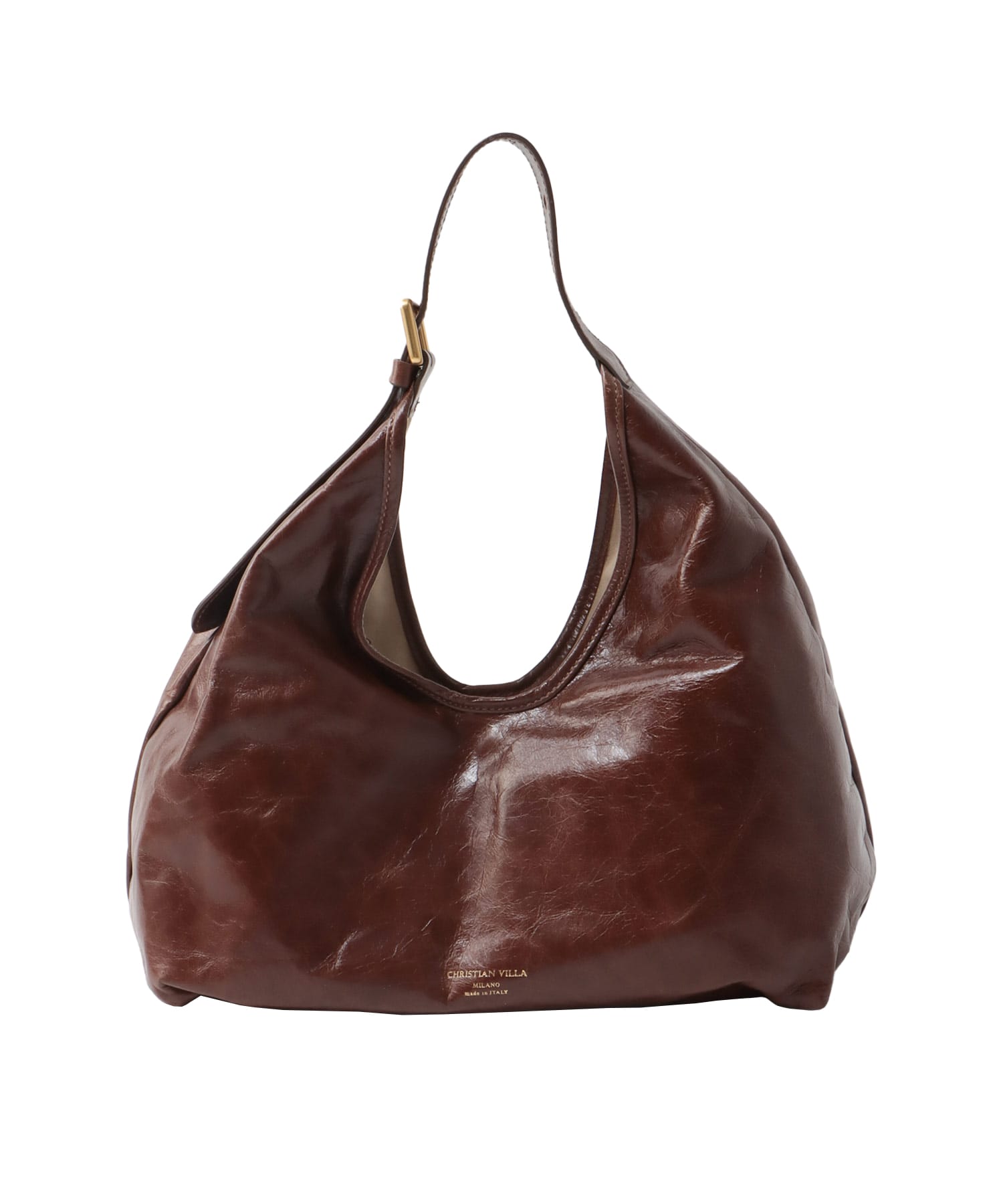 ＜CHRISTIAN VILLA＞gloss leather top handle bag