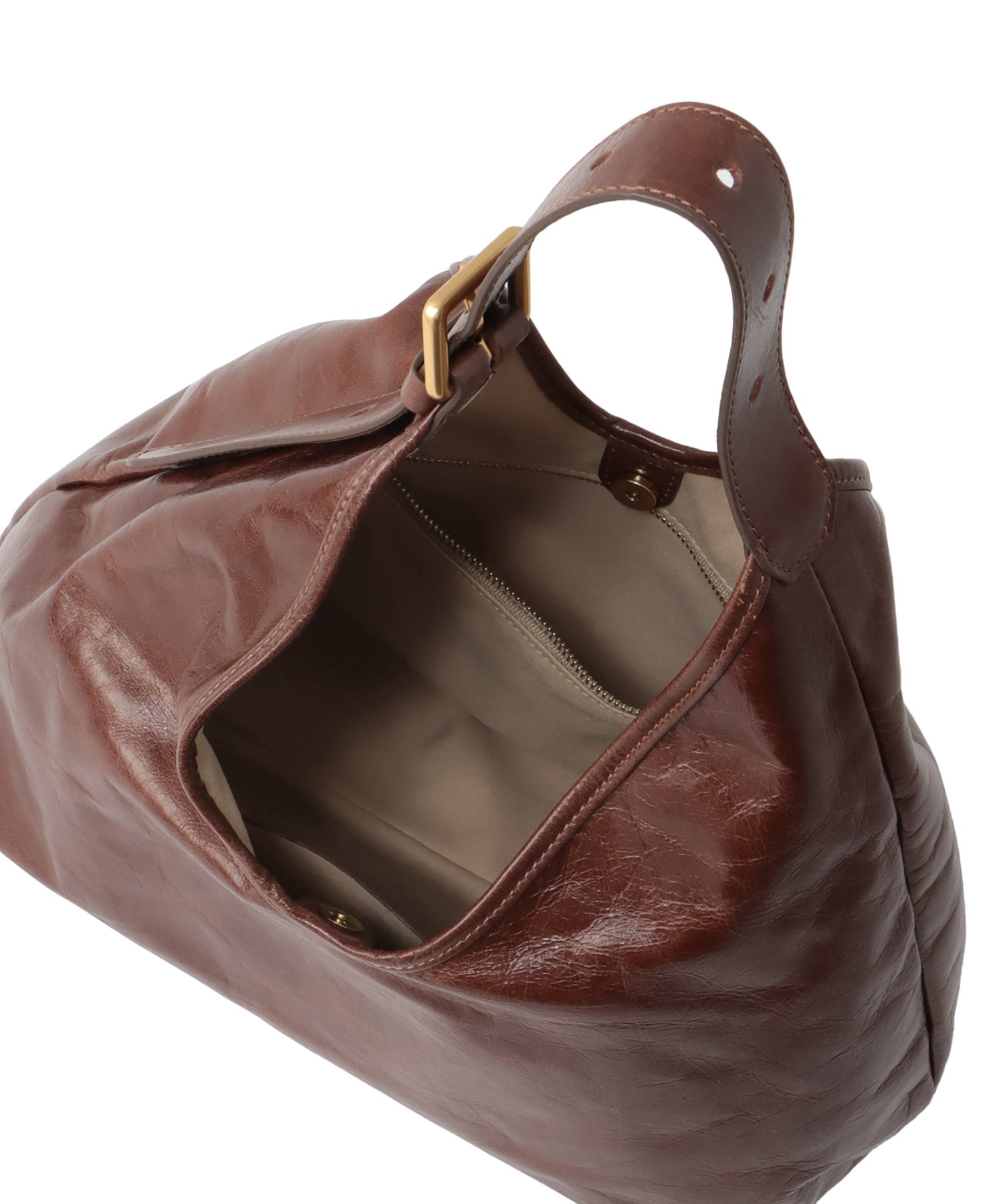 ＜CHRISTIAN VILLA＞gloss leather top handle bag