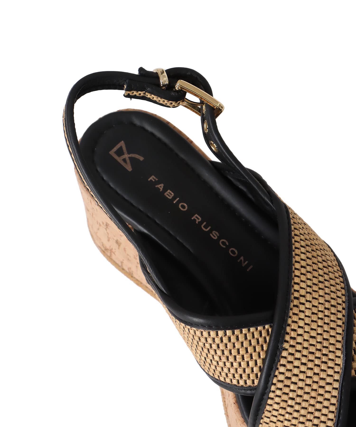 ＜FABIO RUSCONI＞rafia cross sling backs sandal
