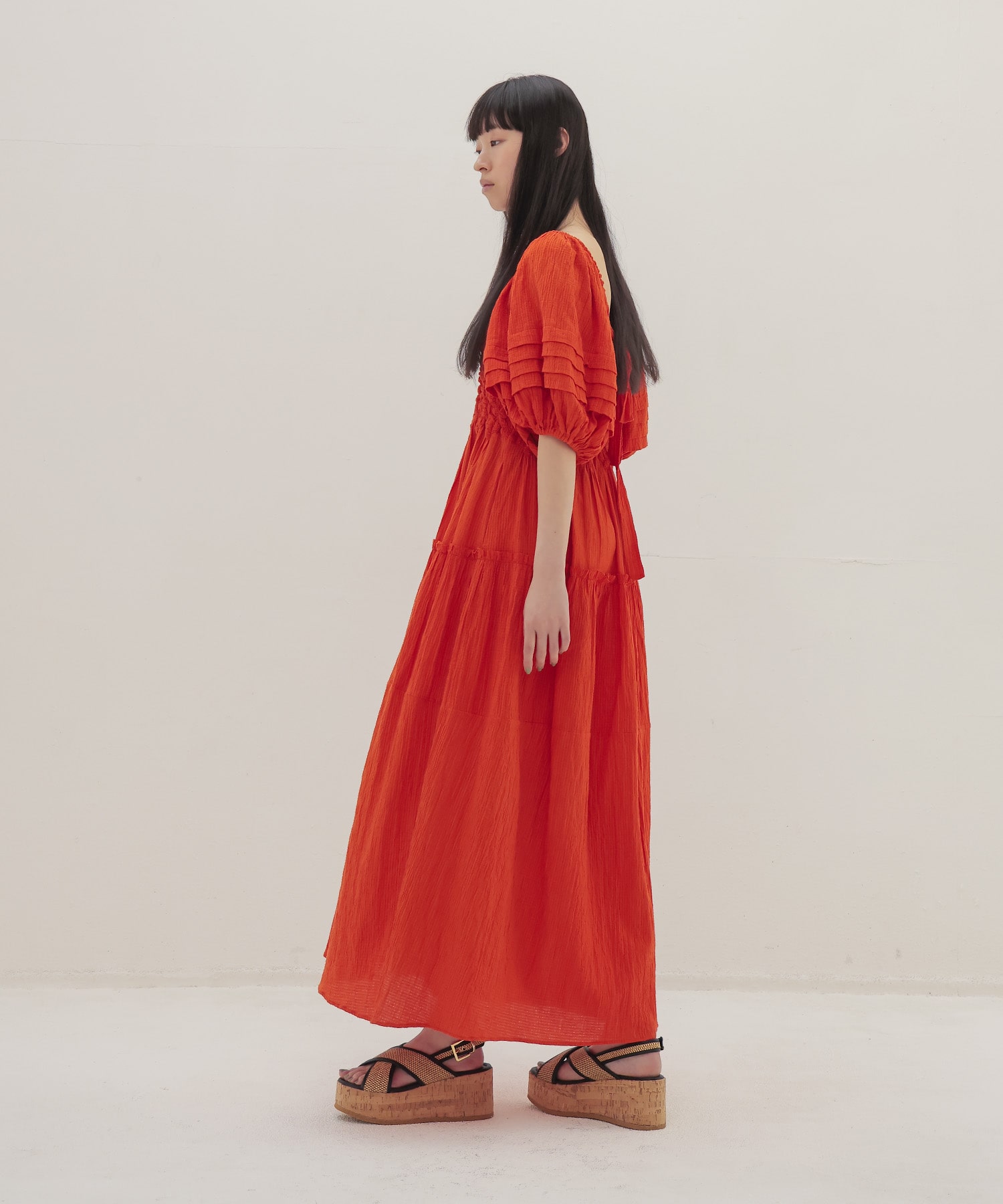 ＜FABIO RUSCONI＞rafia cross sling backs sandal
