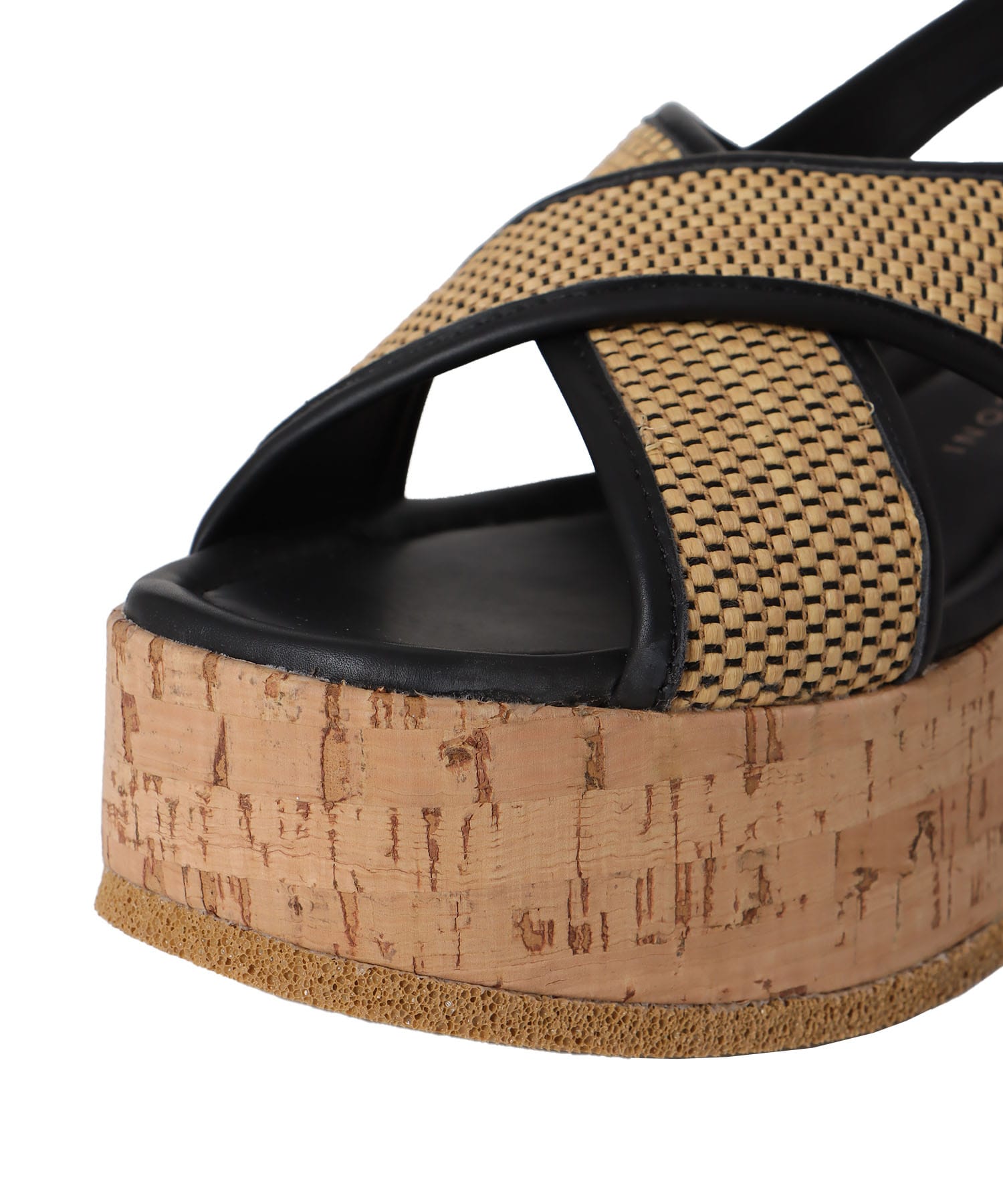＜FABIO RUSCONI＞rafia cross sling backs sandal