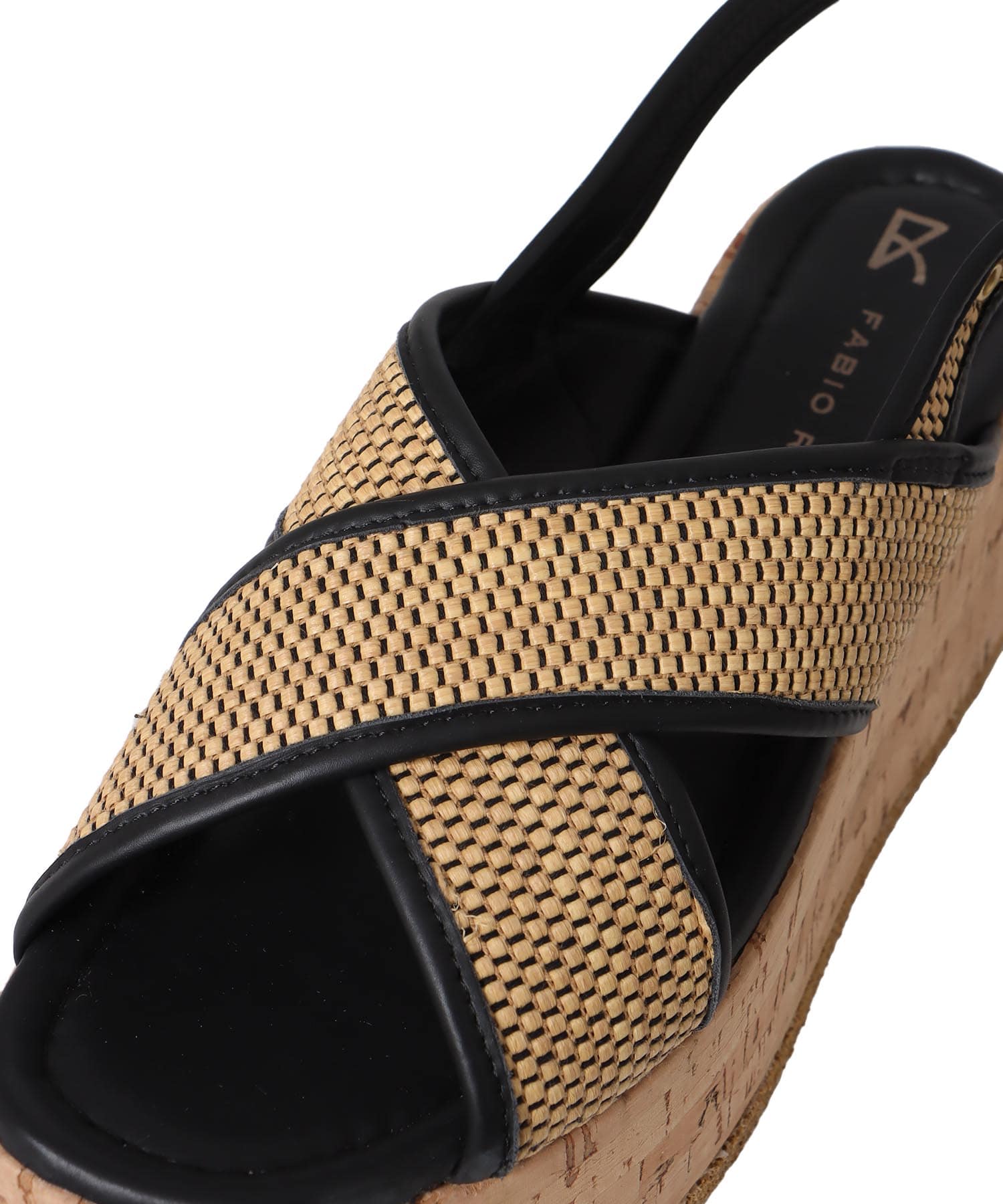 ＜FABIO RUSCONI＞rafia cross sling backs sandal