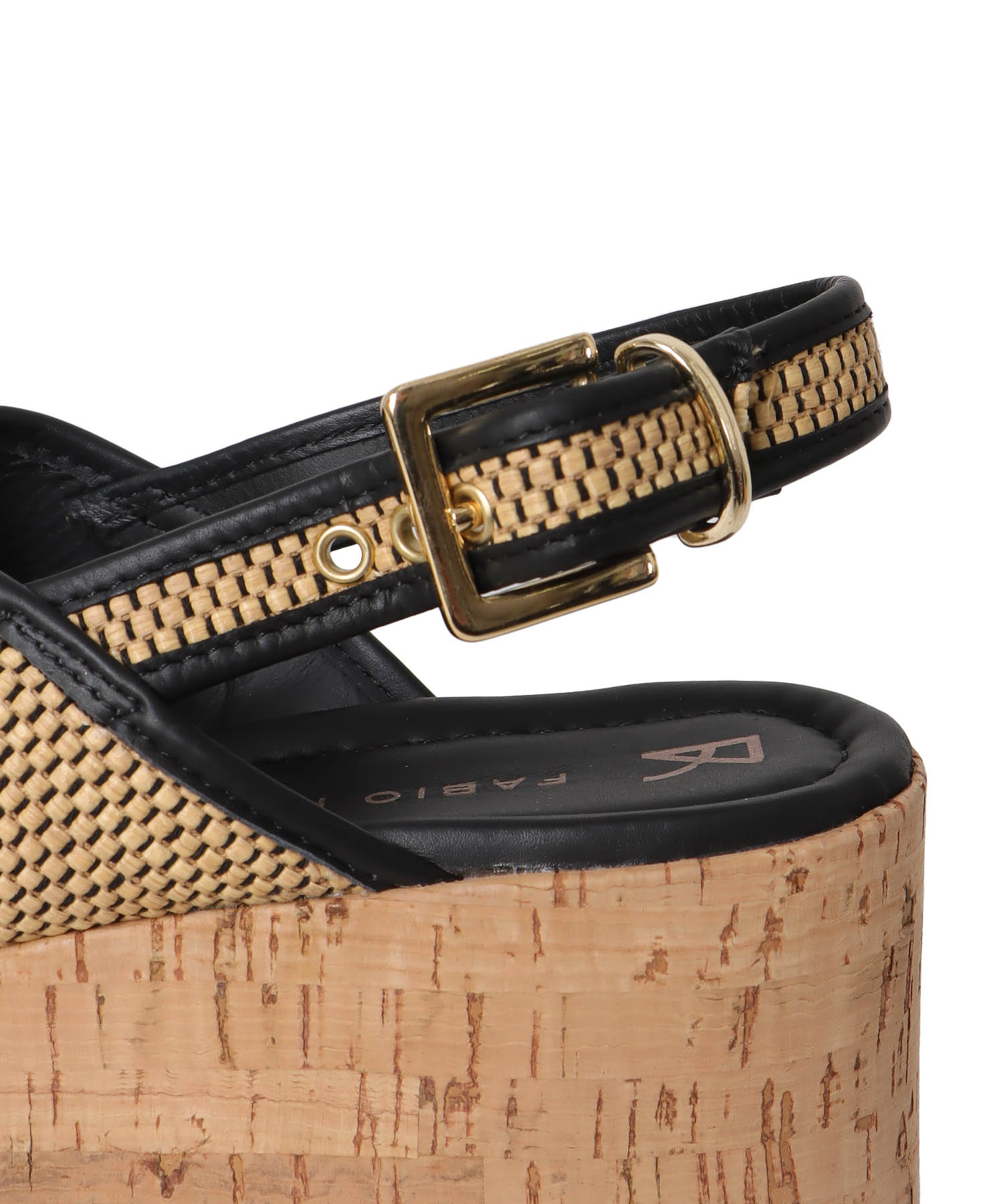 ＜FABIO RUSCONI＞rafia cross sling backs sandal