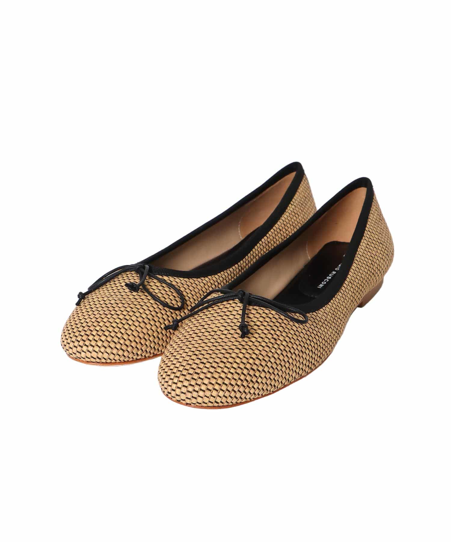 ＜FABIO RUSCONI＞rafia ballerina shoes