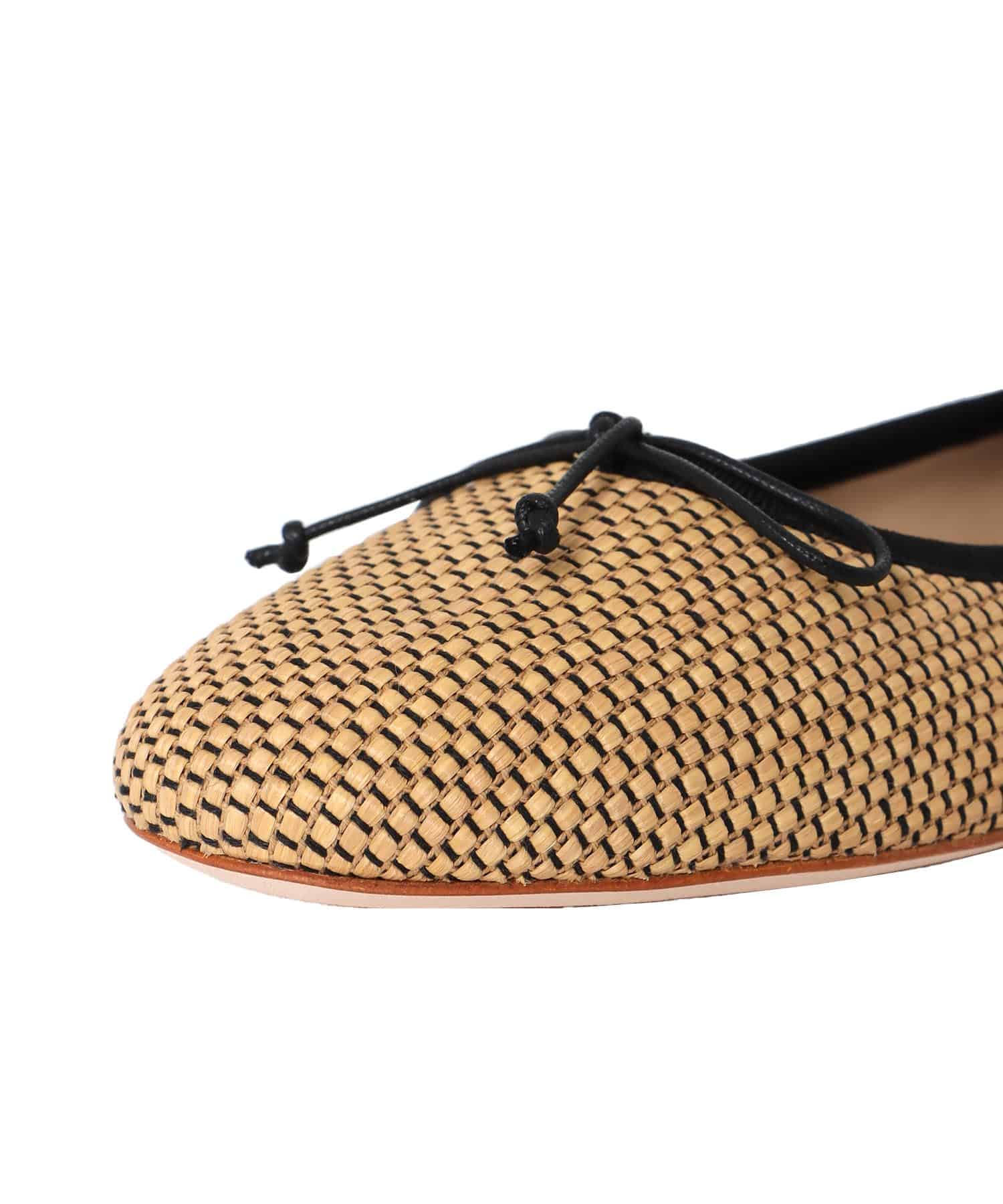 ＜FABIO RUSCONI＞rafia ballerina shoes