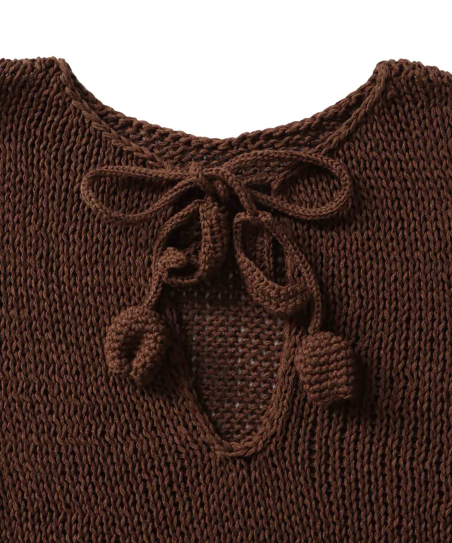 ＜uca＞hand-knit back tulip sleeveless top