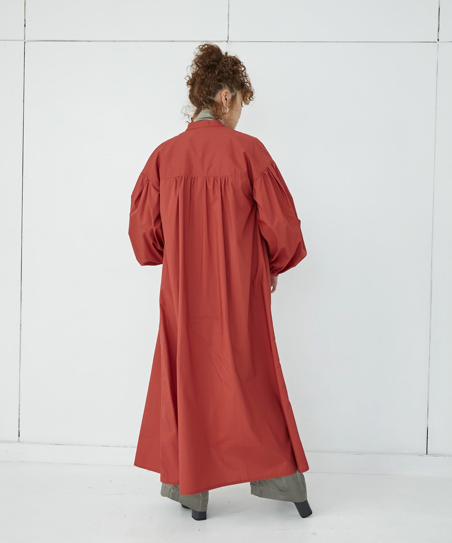 【WEB LIMITED】volume sleeve color shirt dress