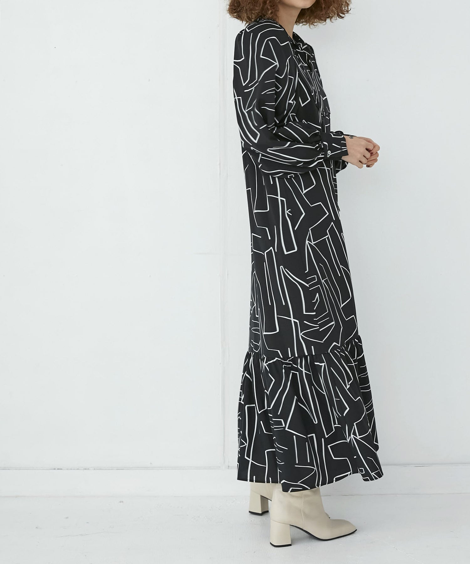 【WEB LIMITED】geometric design dress
