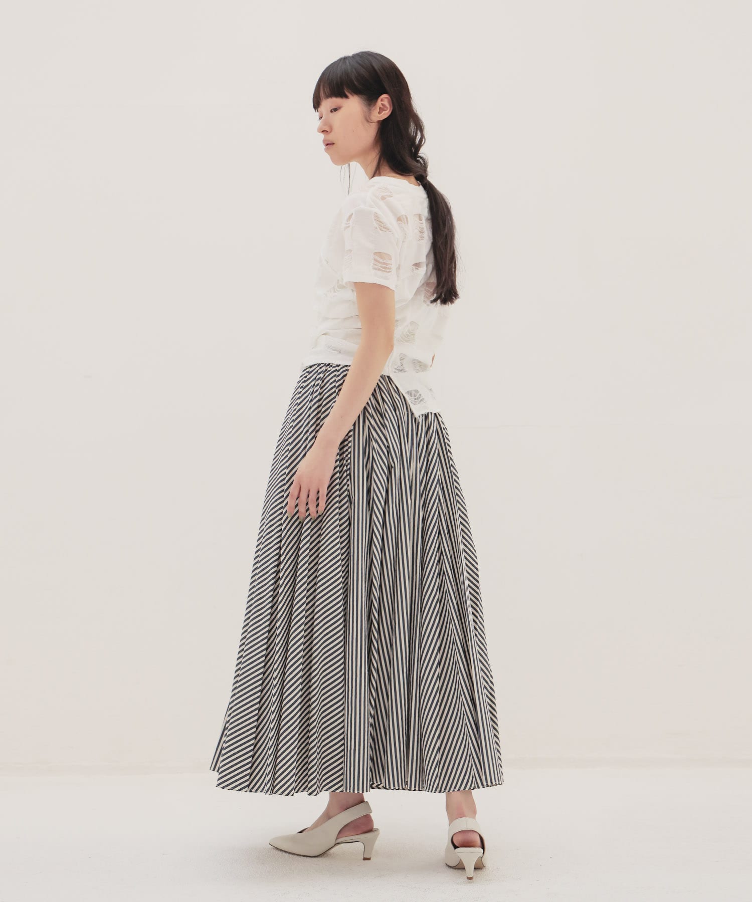 ＜ODAKHA＞twisted crushed gingham T