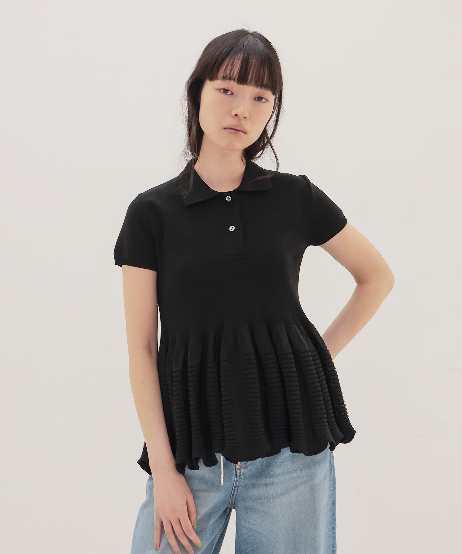 ＜ODAKHA＞wavy flared polo