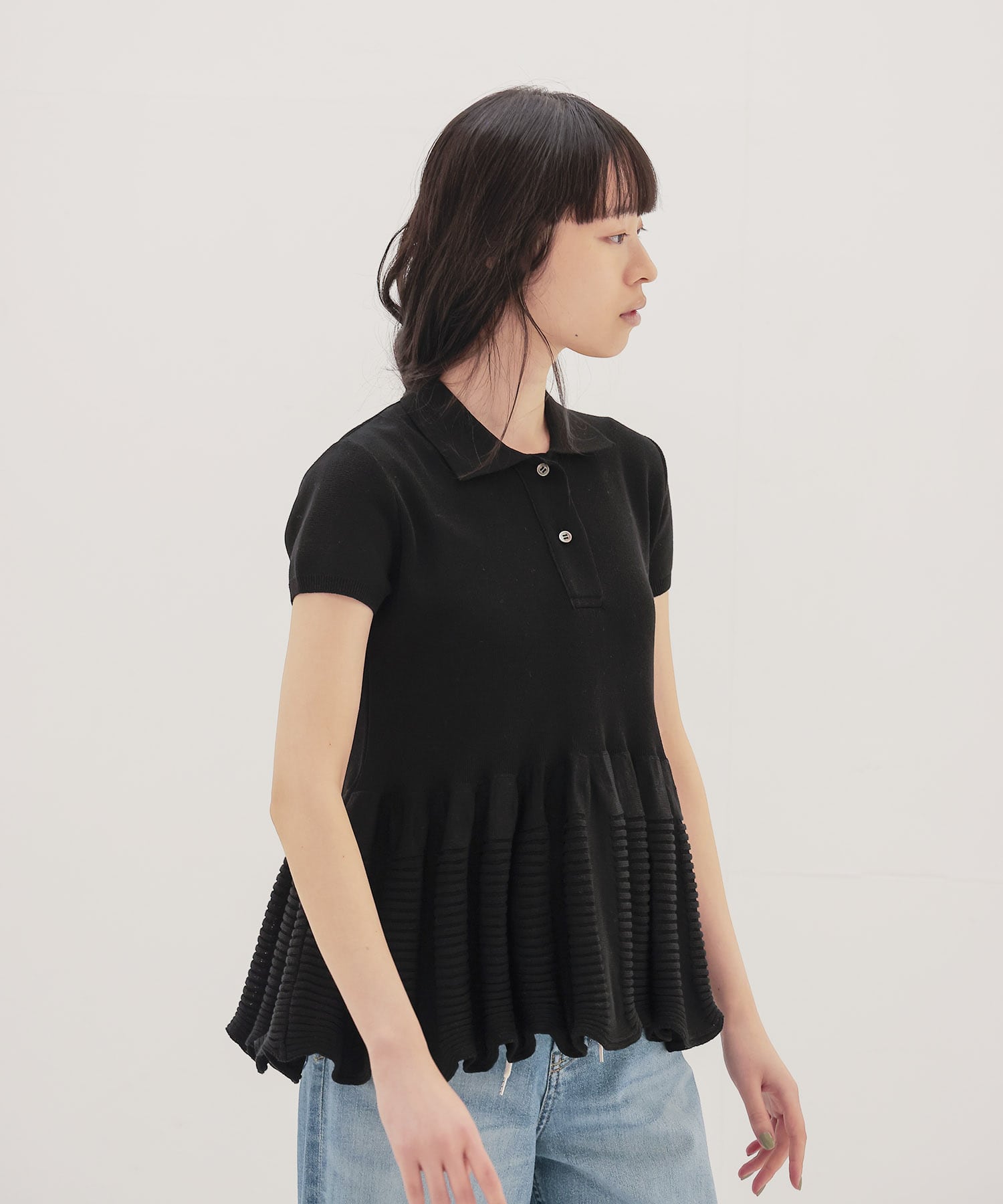 ＜ODAKHA＞wavy flared polo