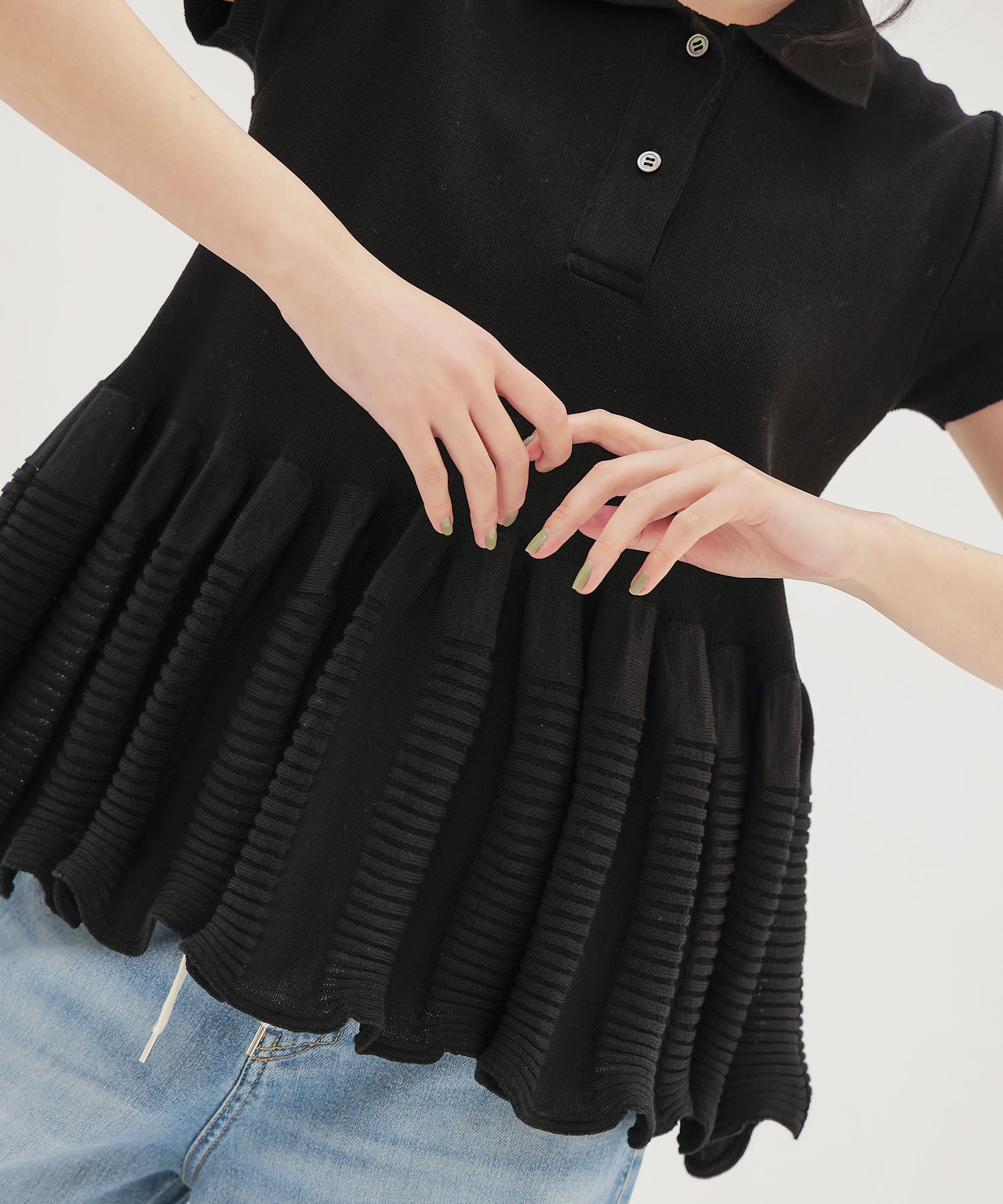 ＜ODAKHA＞wavy flared polo