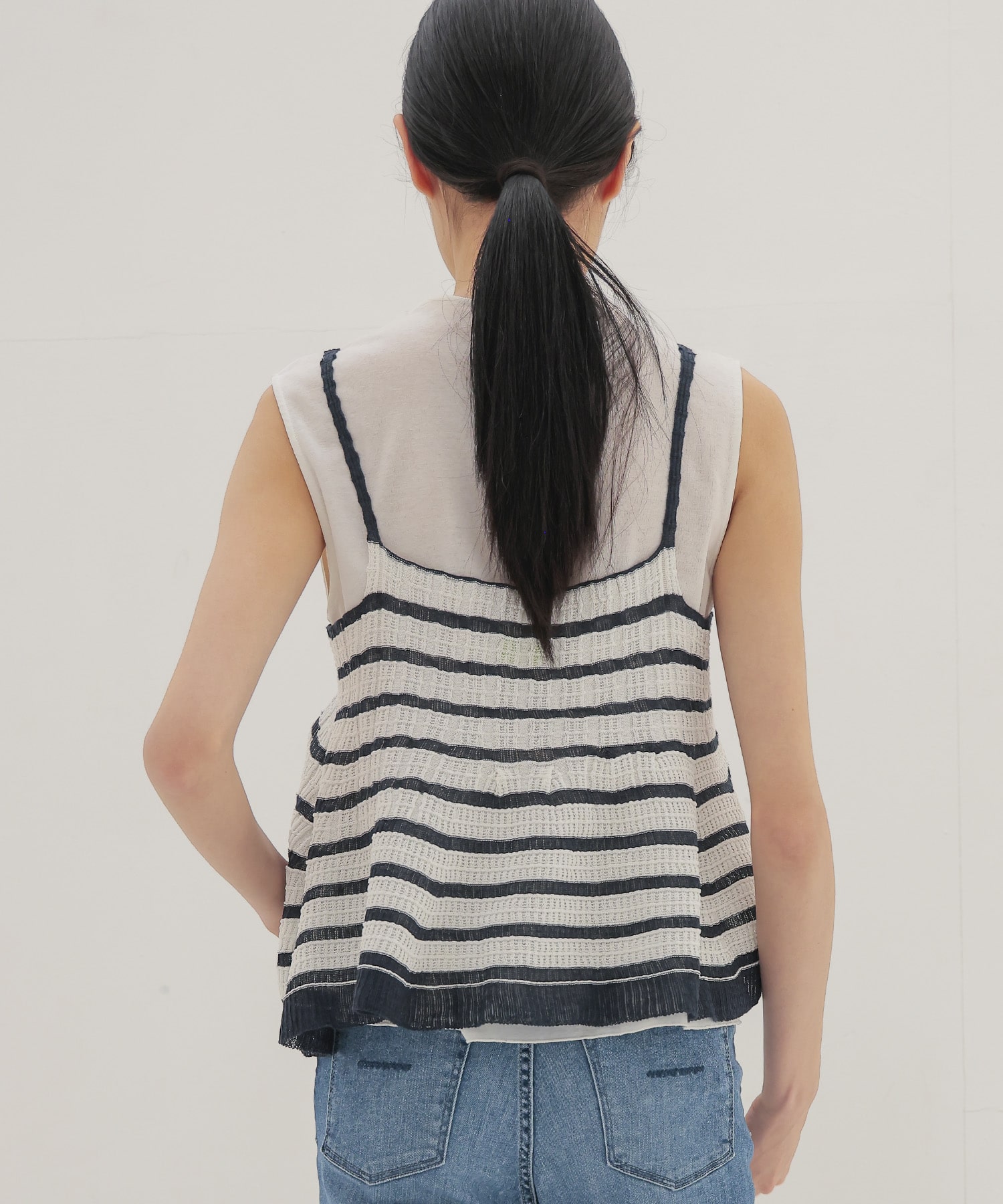 ＜ODAKHA＞asymmetry striped seemles cami