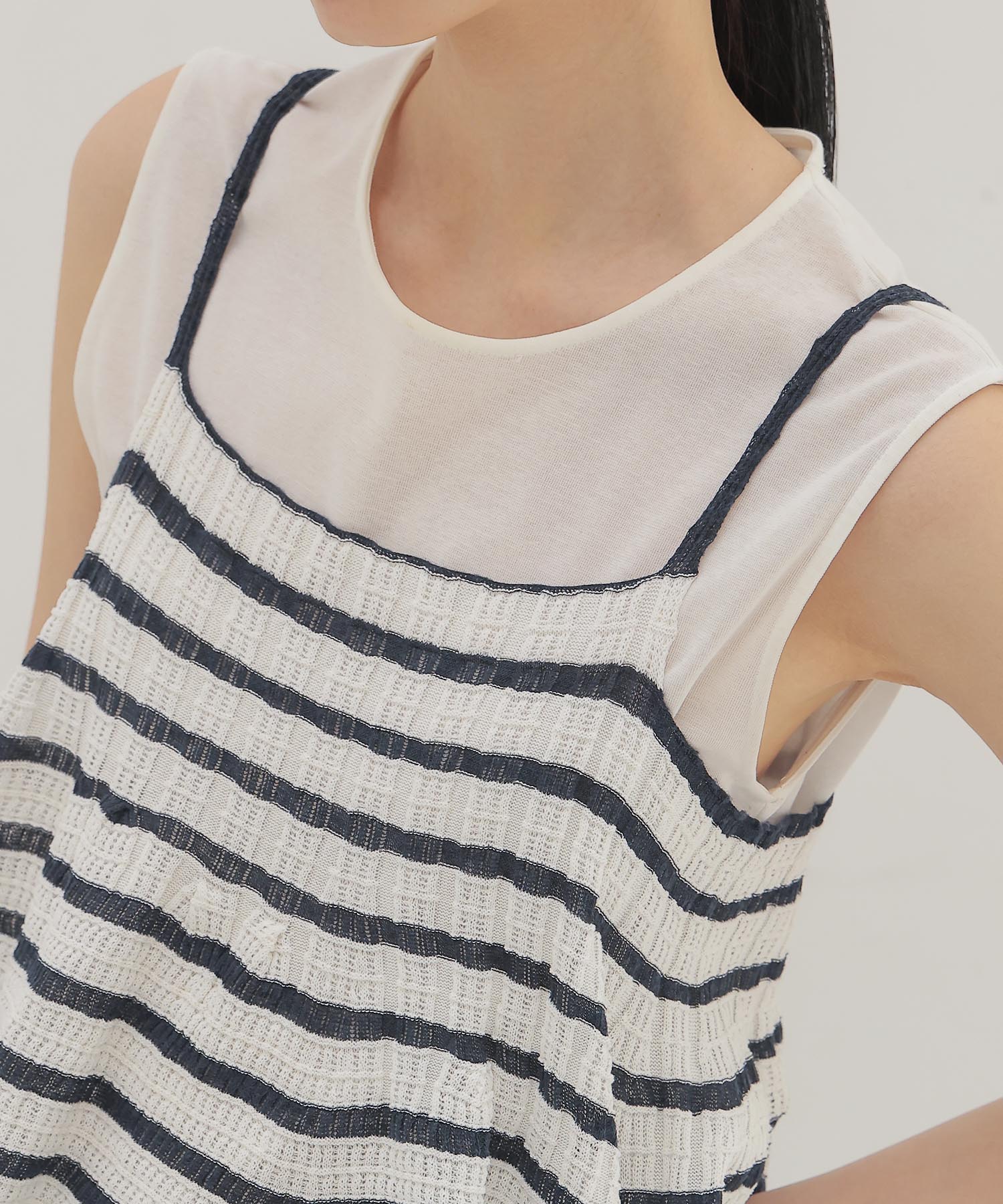 ＜ODAKHA＞asymmetry striped seemles cami