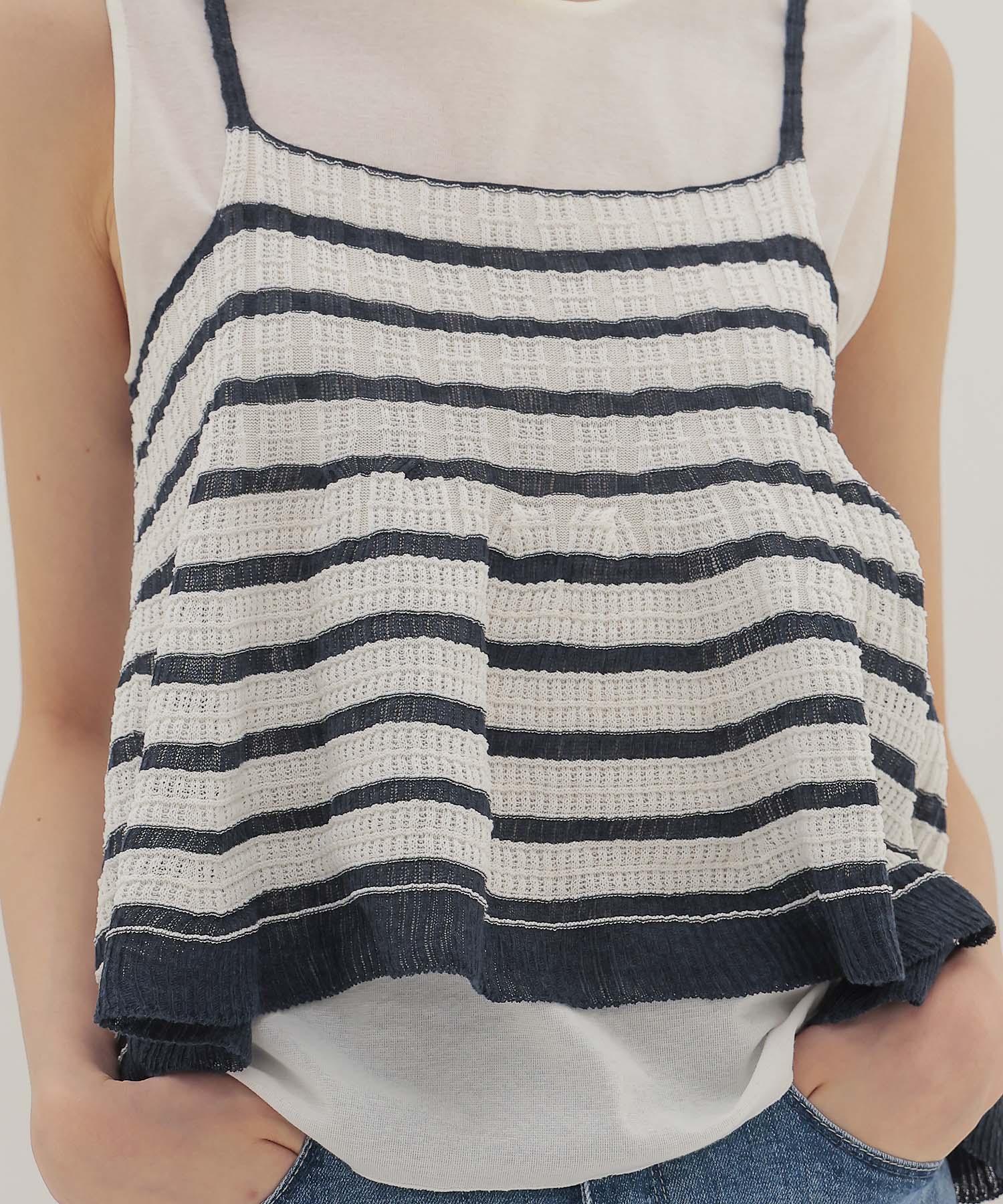 ＜ODAKHA＞asymmetry striped seemles cami