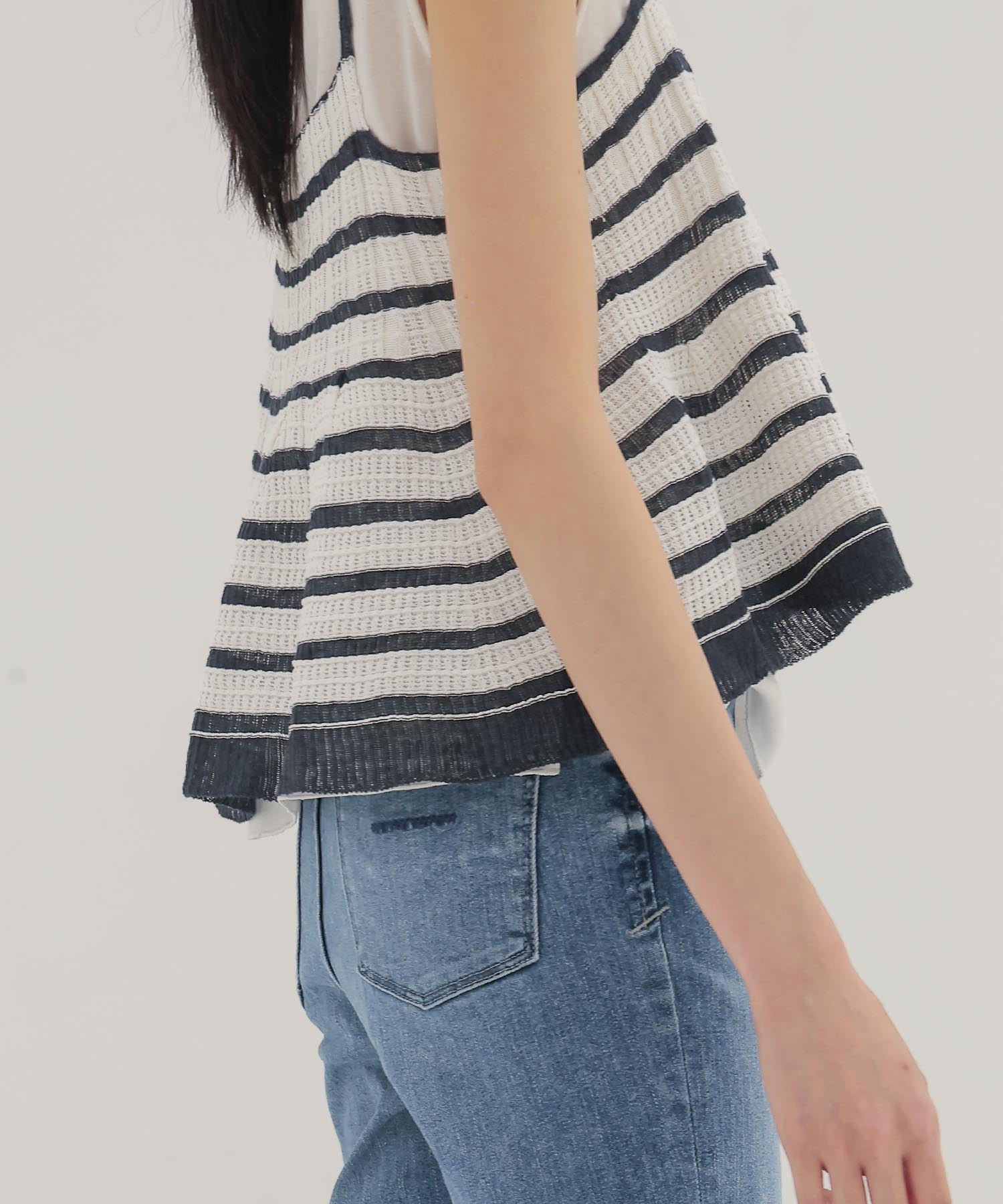 ＜ODAKHA＞asymmetry striped seemles cami