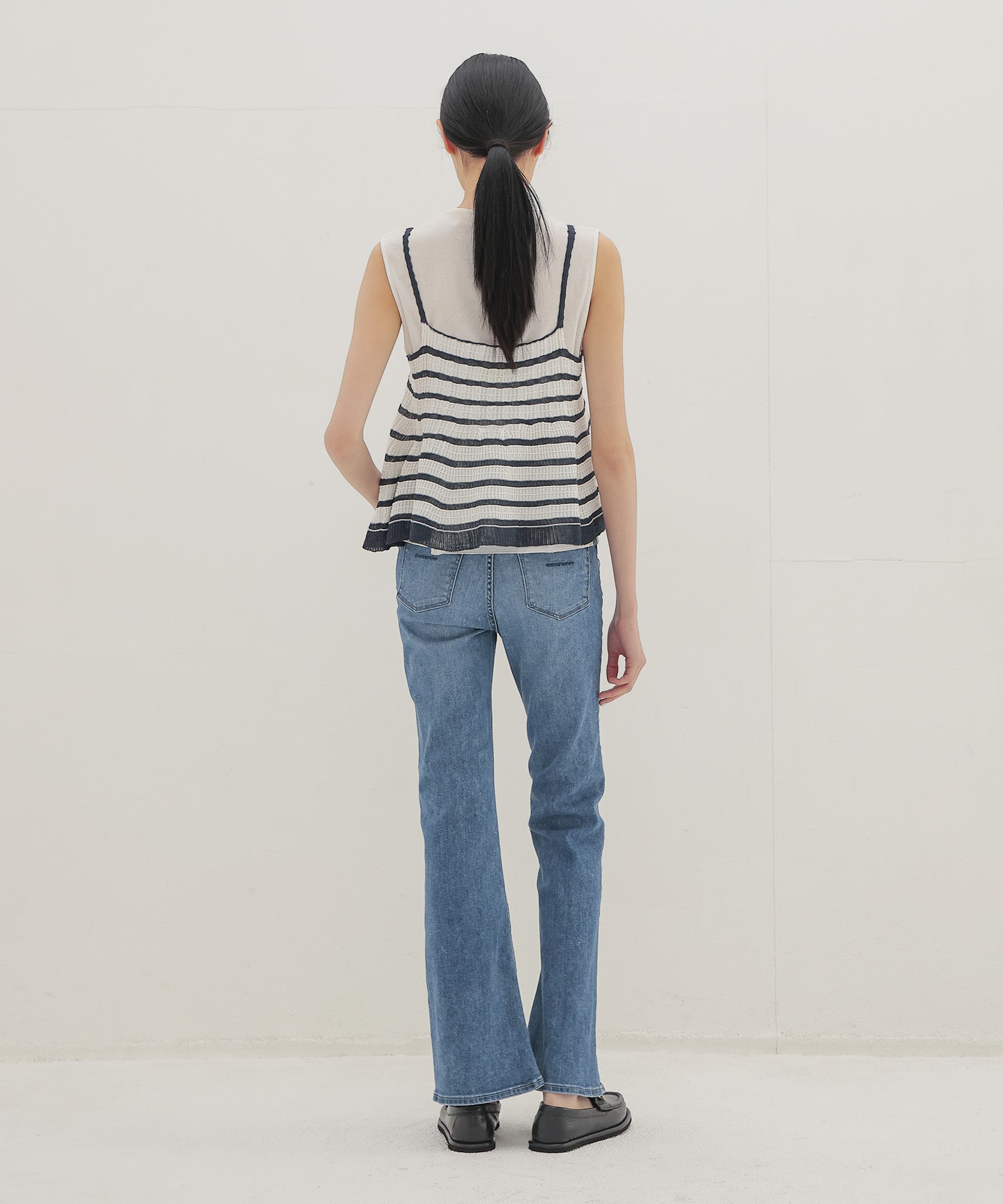 ＜ODAKHA＞asymmetry striped seemles cami