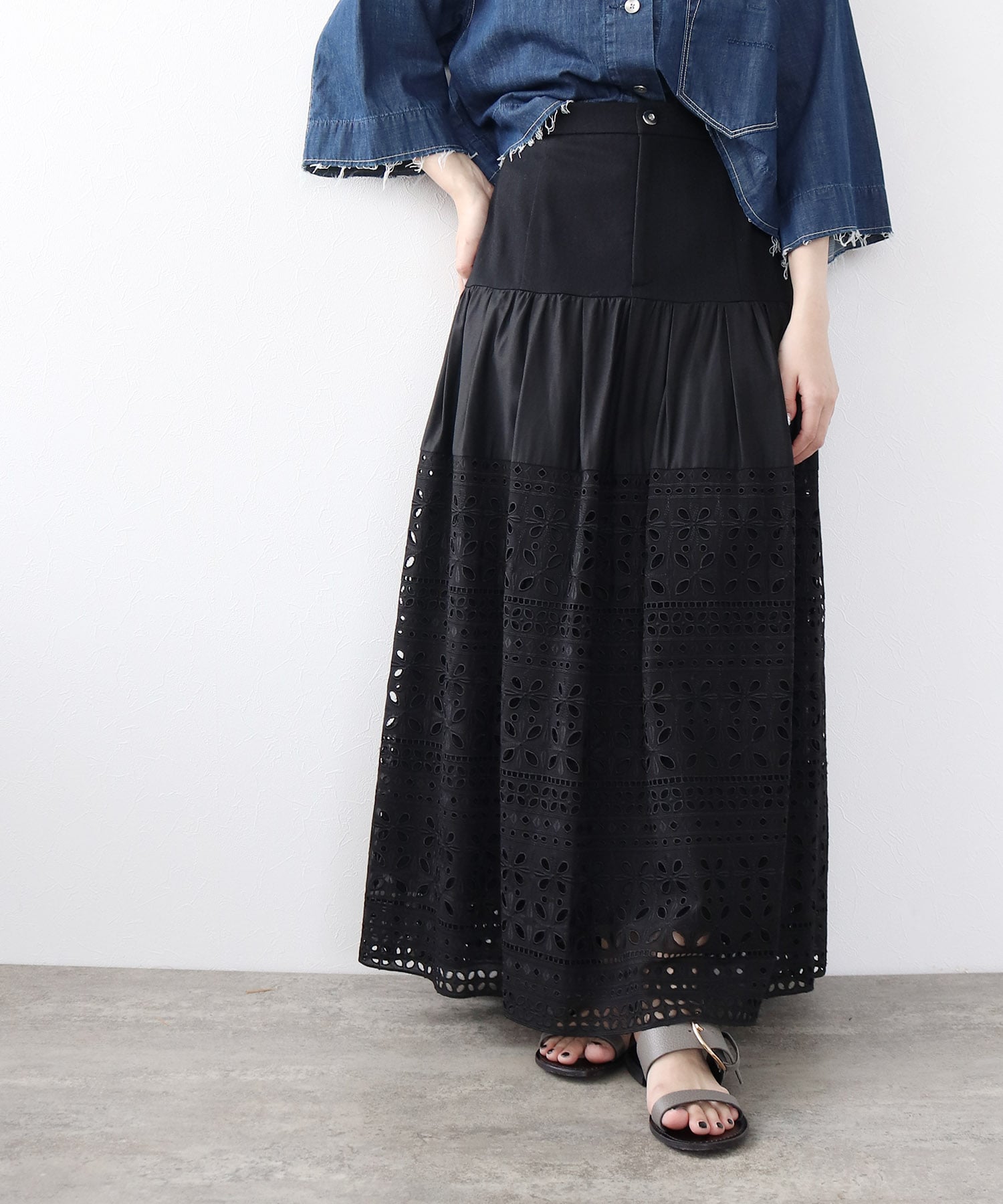 ＜B7＞lace flare skirt
