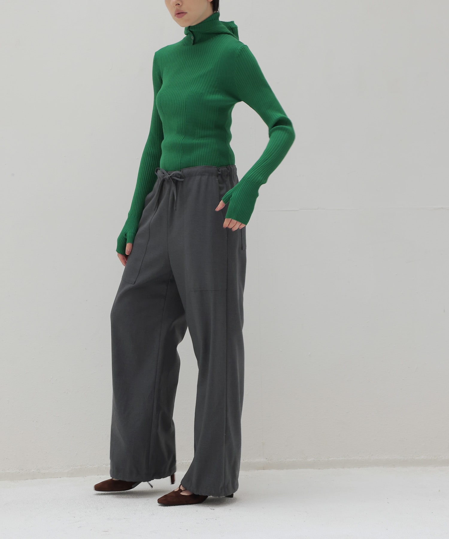 【venit/ヴェニット】ACETATE WOOL RIB HOODIE