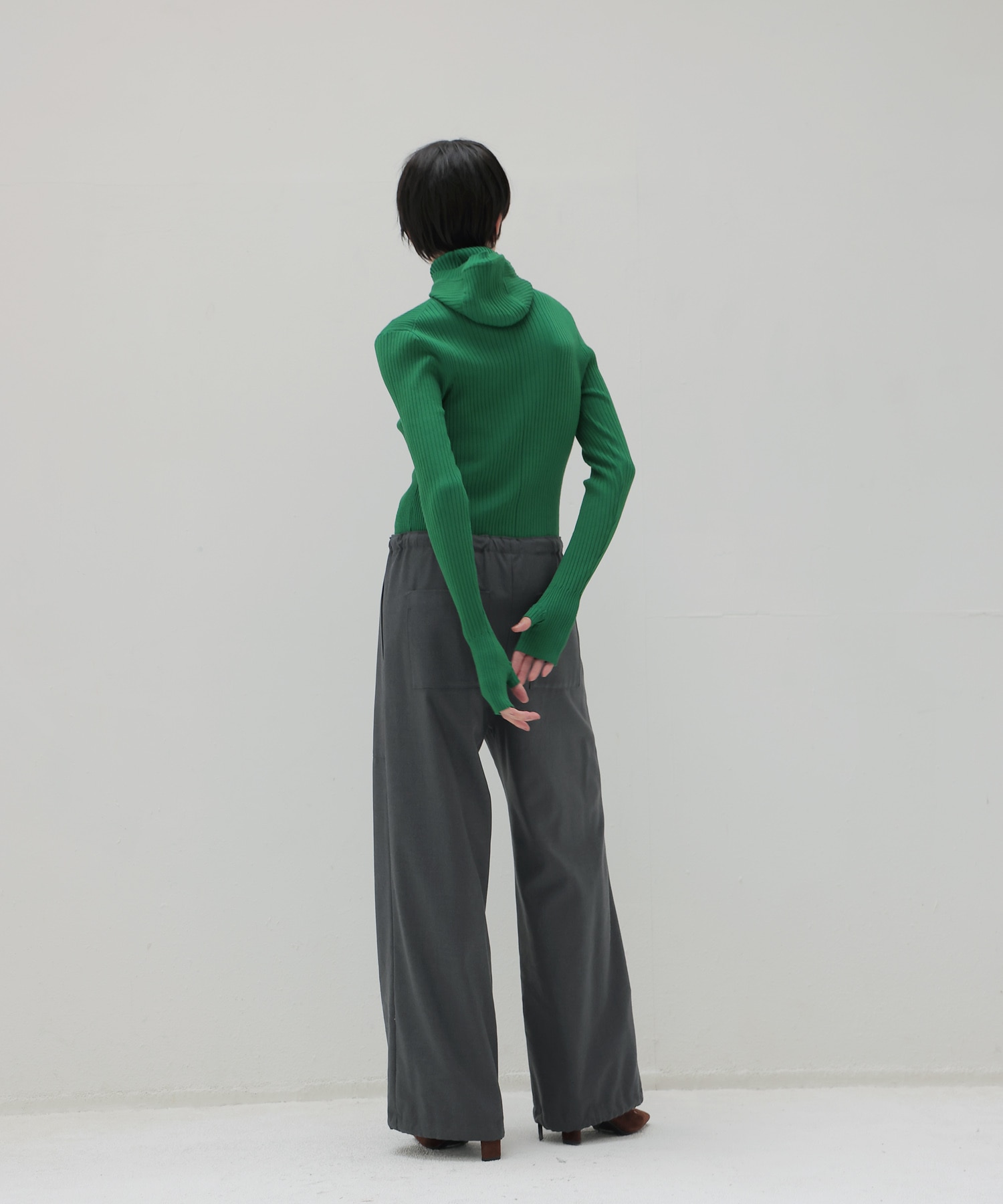 【venit/ヴェニット】ACETATE WOOL RIB HOODIE