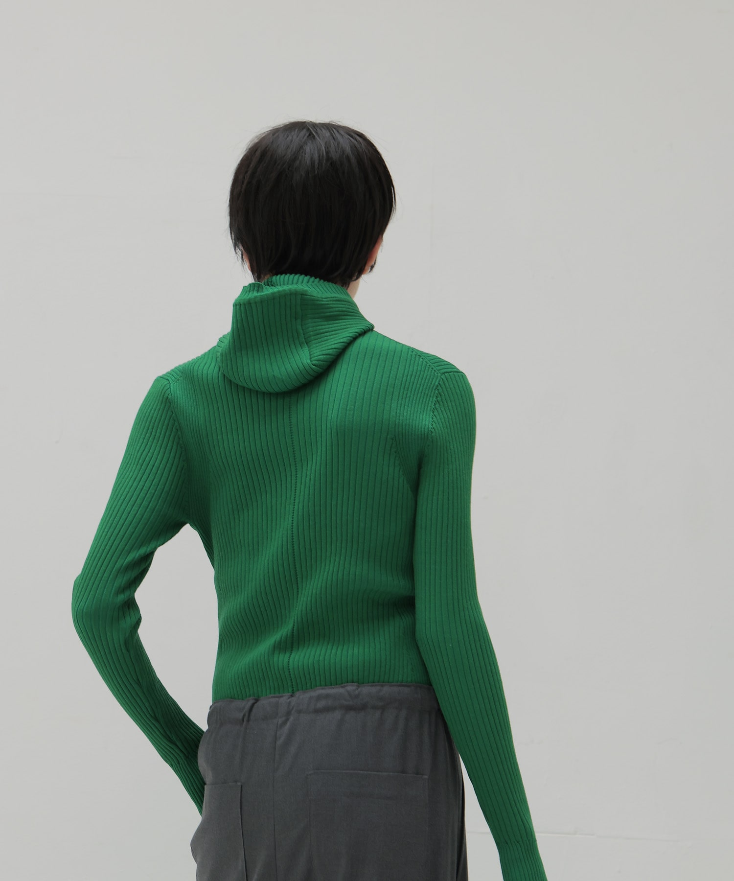 【venit/ヴェニット】ACETATE WOOL RIB HOODIE