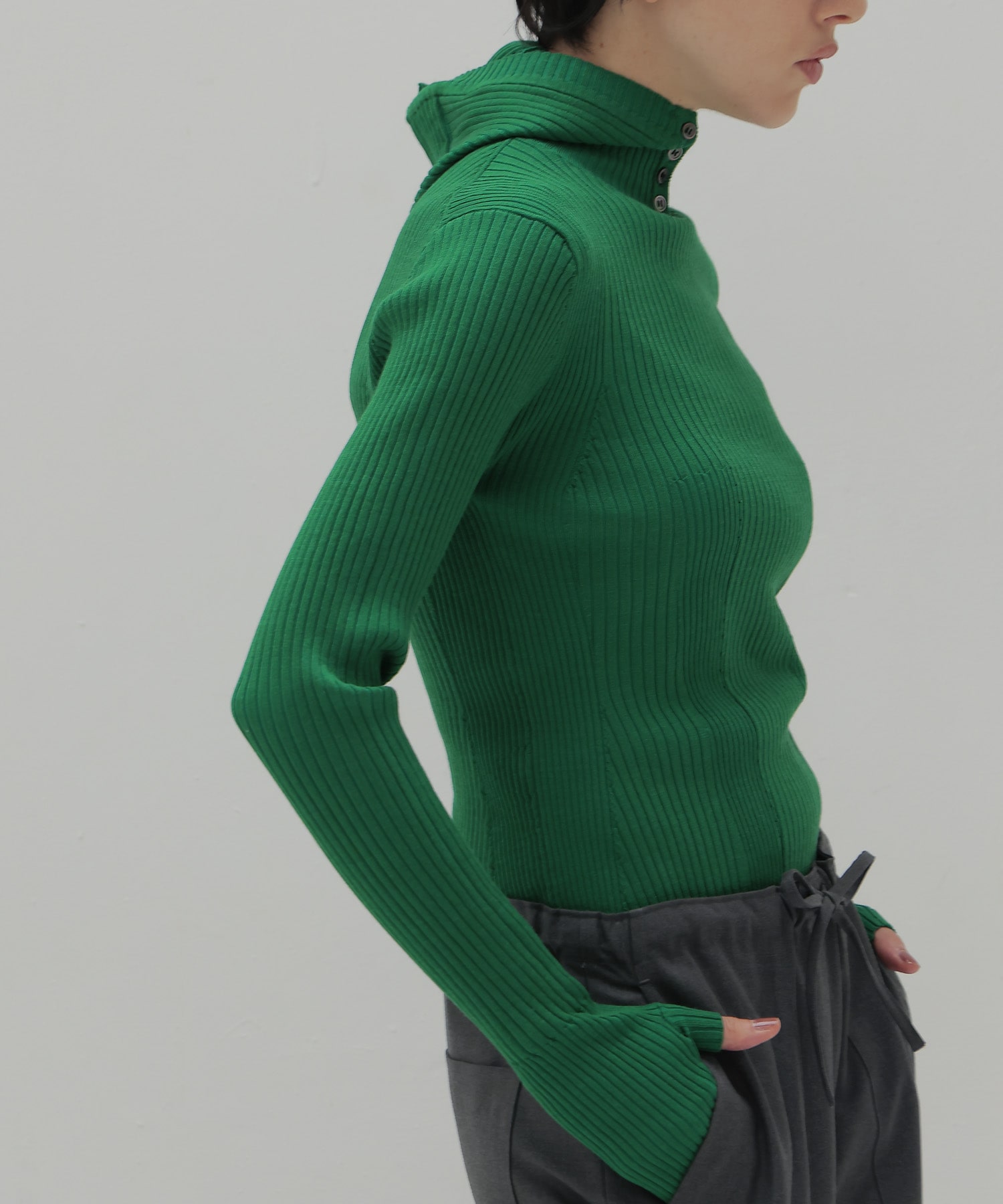【venit/ヴェニット】ACETATE WOOL RIB HOODIE
