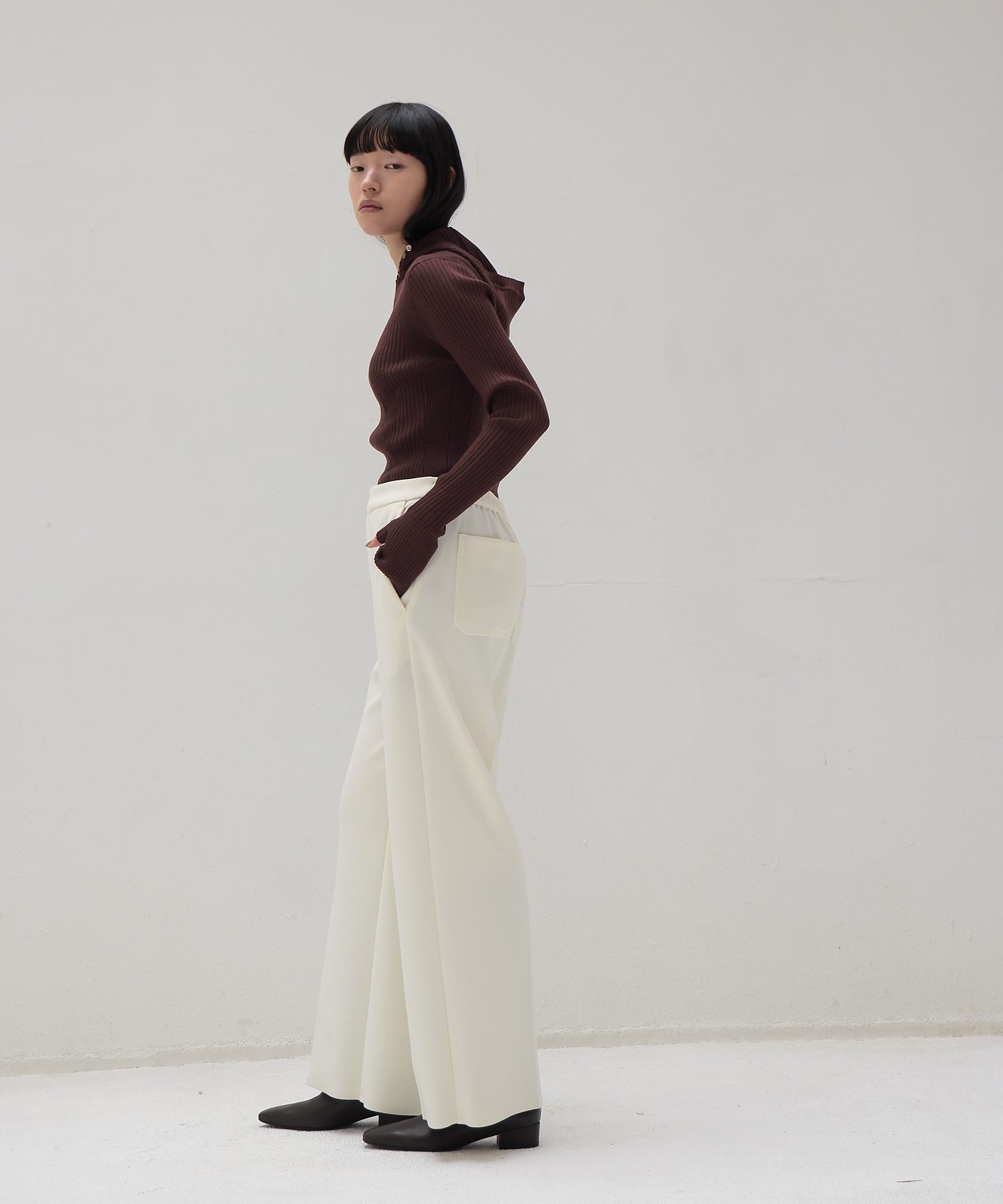 【venit/ヴェニット】ACETATE WOOL RIB HOODIE