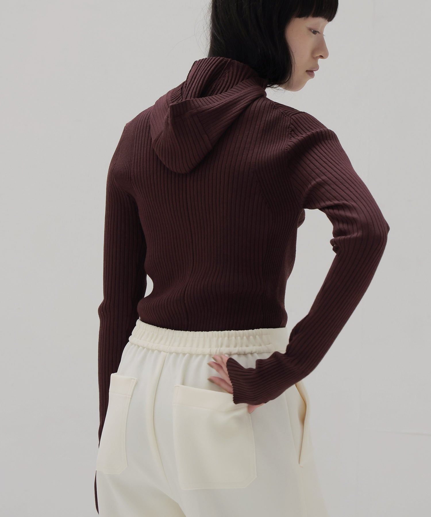 【venit/ヴェニット】ACETATE WOOL RIB HOODIE