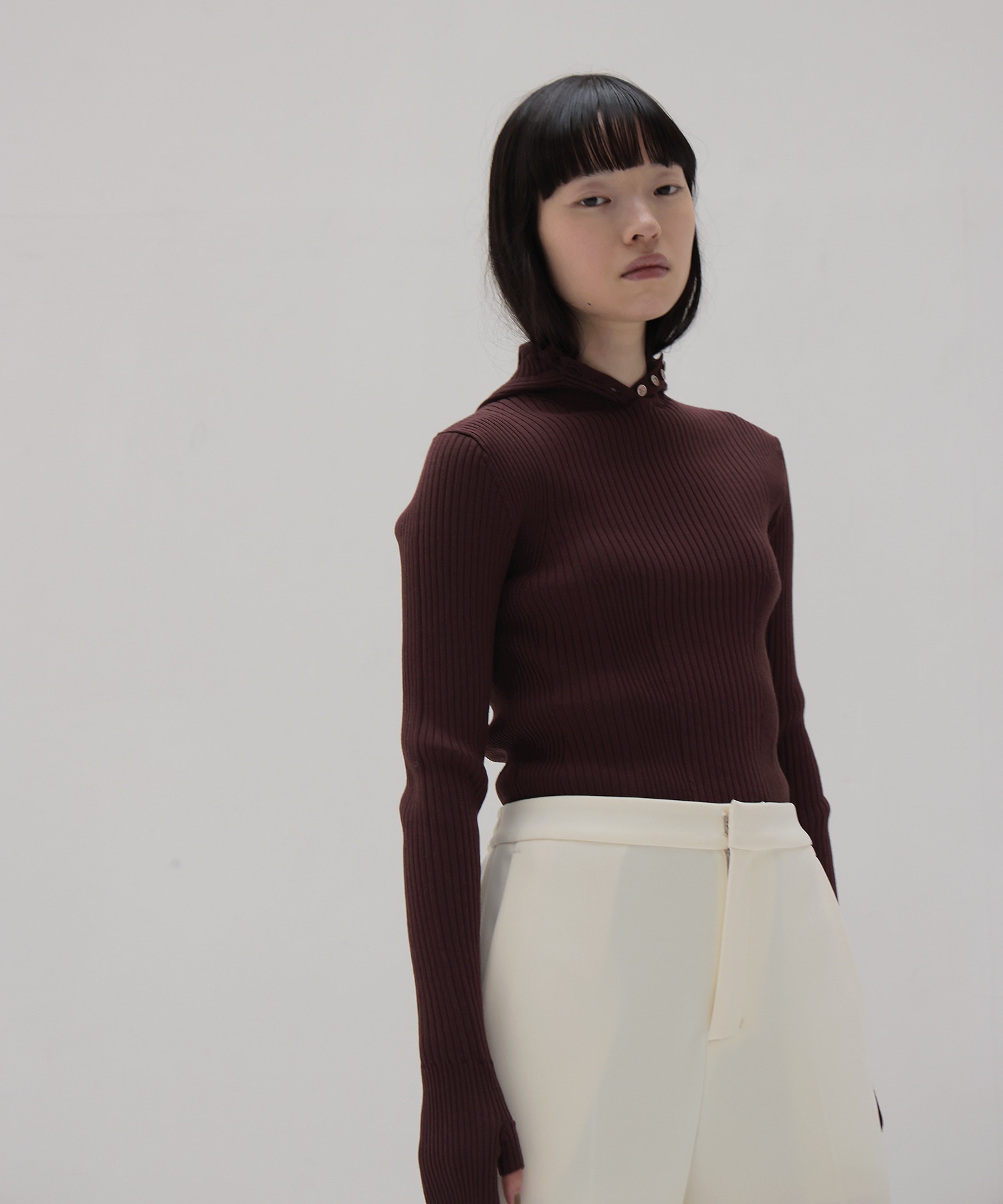 【venit/ヴェニット】ACETATE WOOL RIB HOODIE