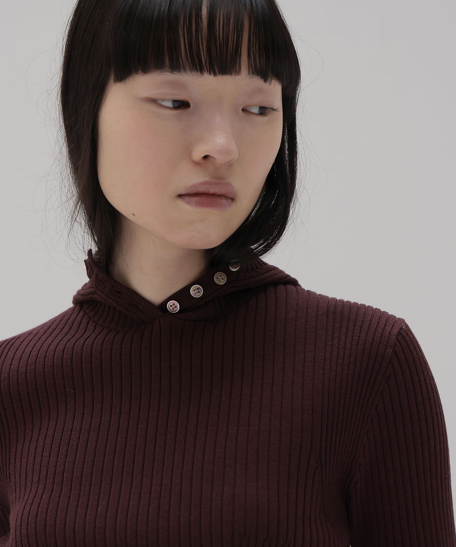 【venit/ヴェニット】ACETATE WOOL RIB HOODIE