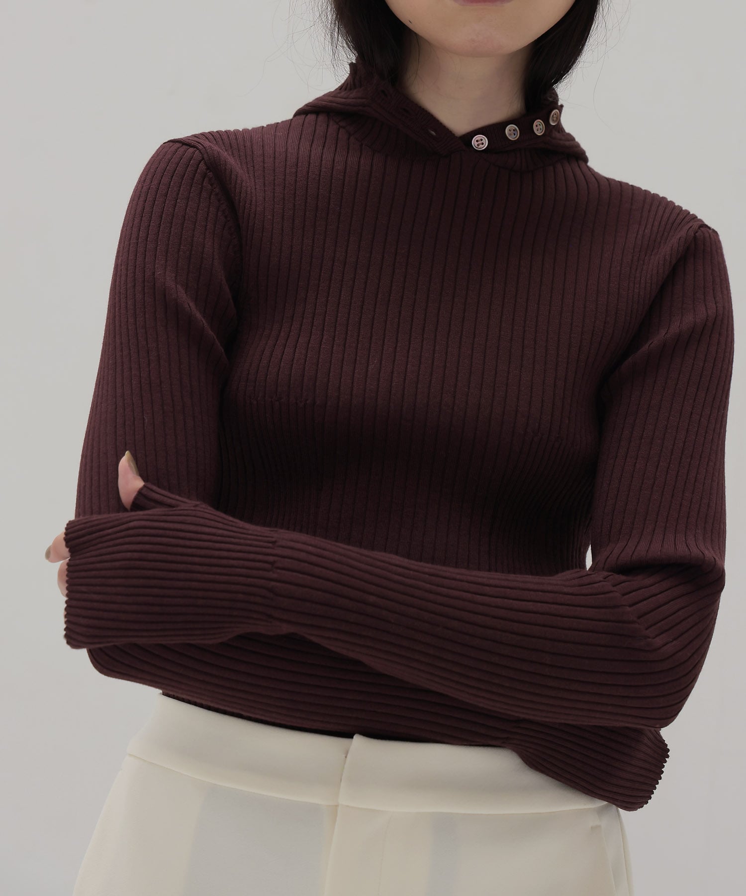 【venit/ヴェニット】ACETATE WOOL RIB HOODIE