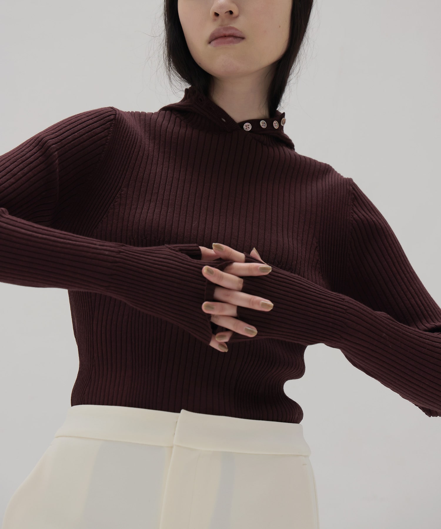【venit/ヴェニット】ACETATE WOOL RIB HOODIE