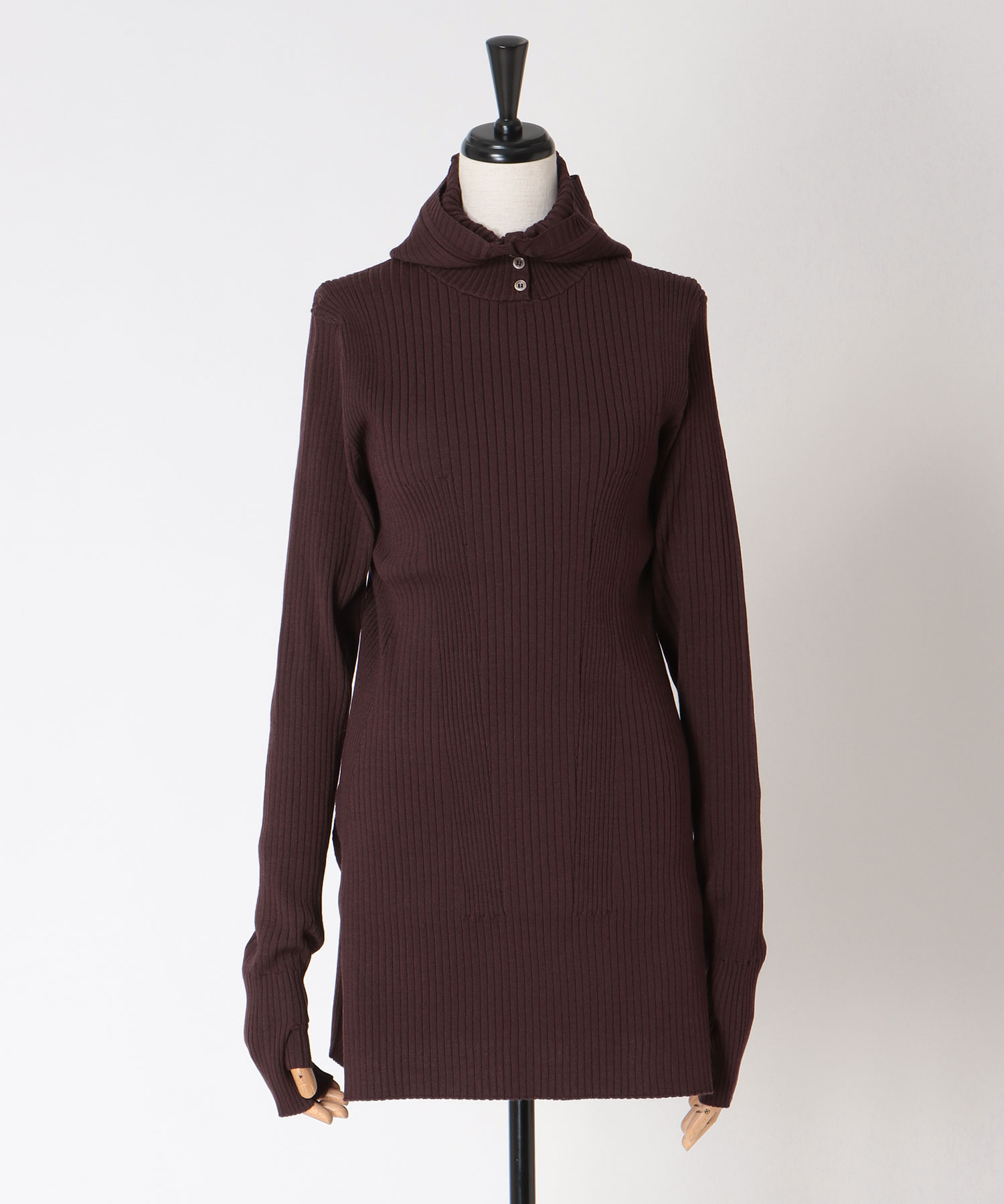 【venit/ヴェニット】ACETATE WOOL RIB HOODIE