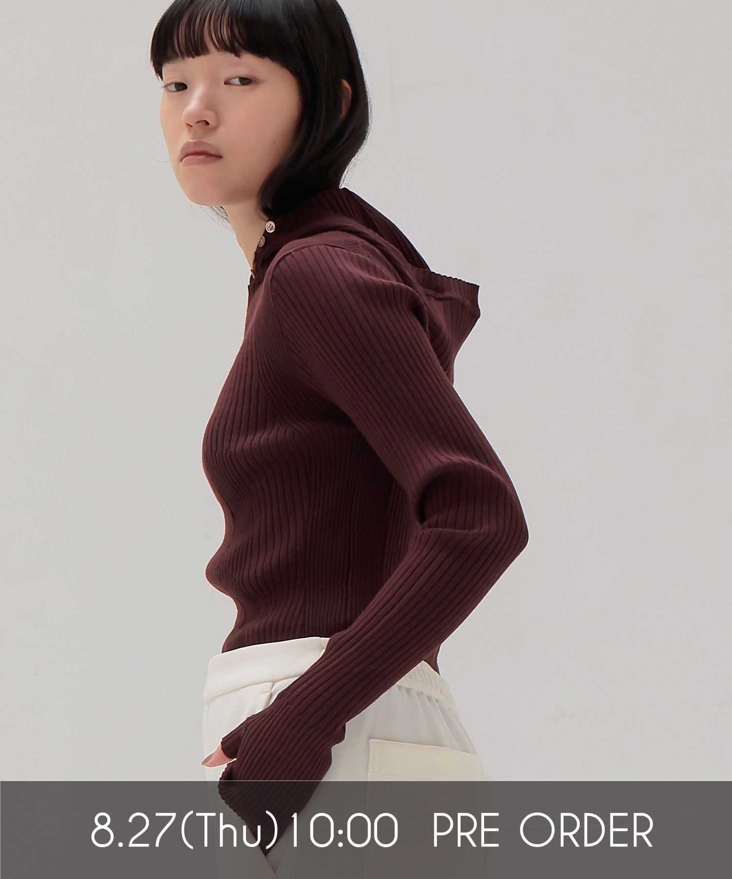【venit/ヴェニット】ACETATE WOOL RIB HOODIE