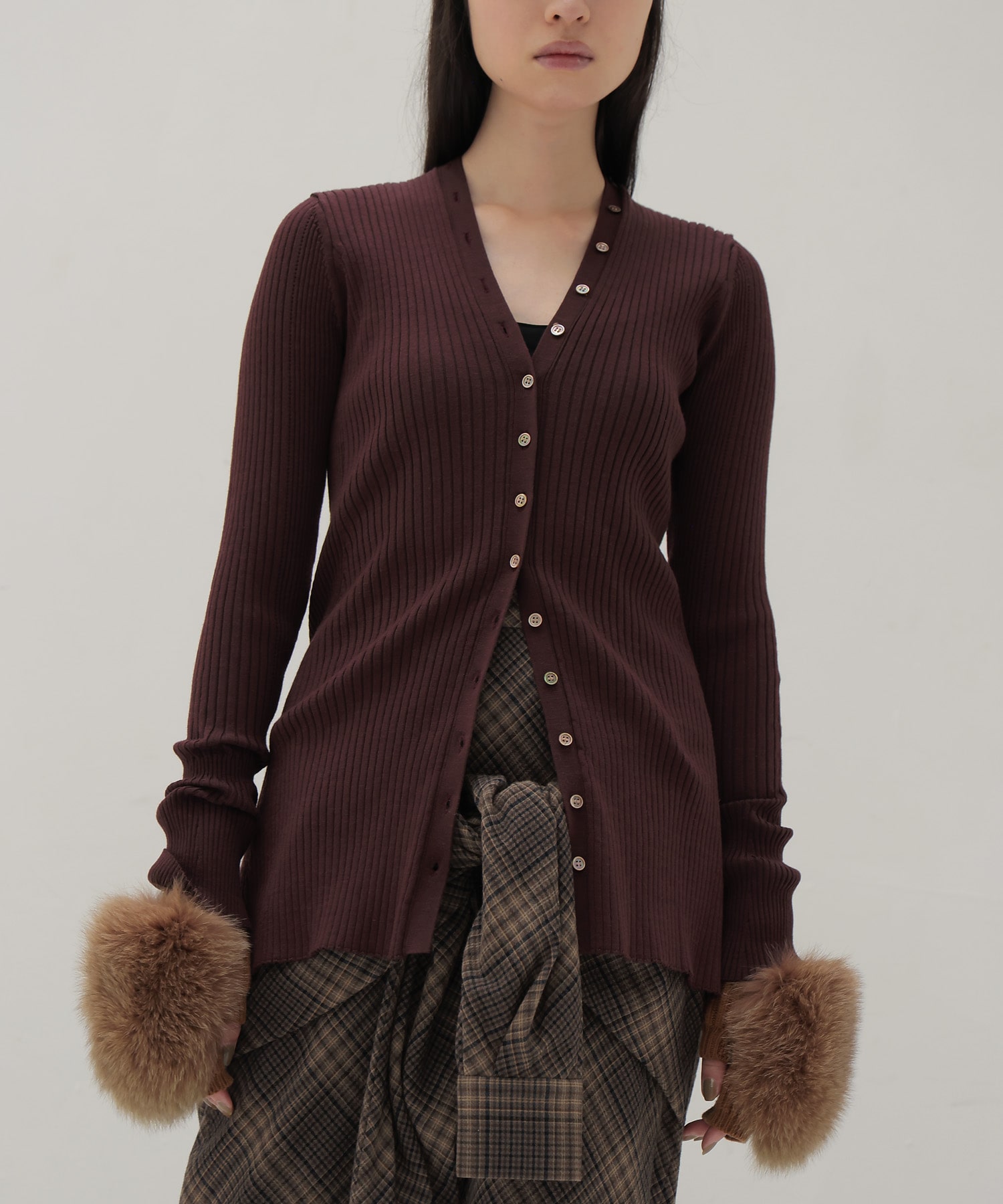 【venit/ヴェニット】ACETATE WOOL RIB VNECK PULL