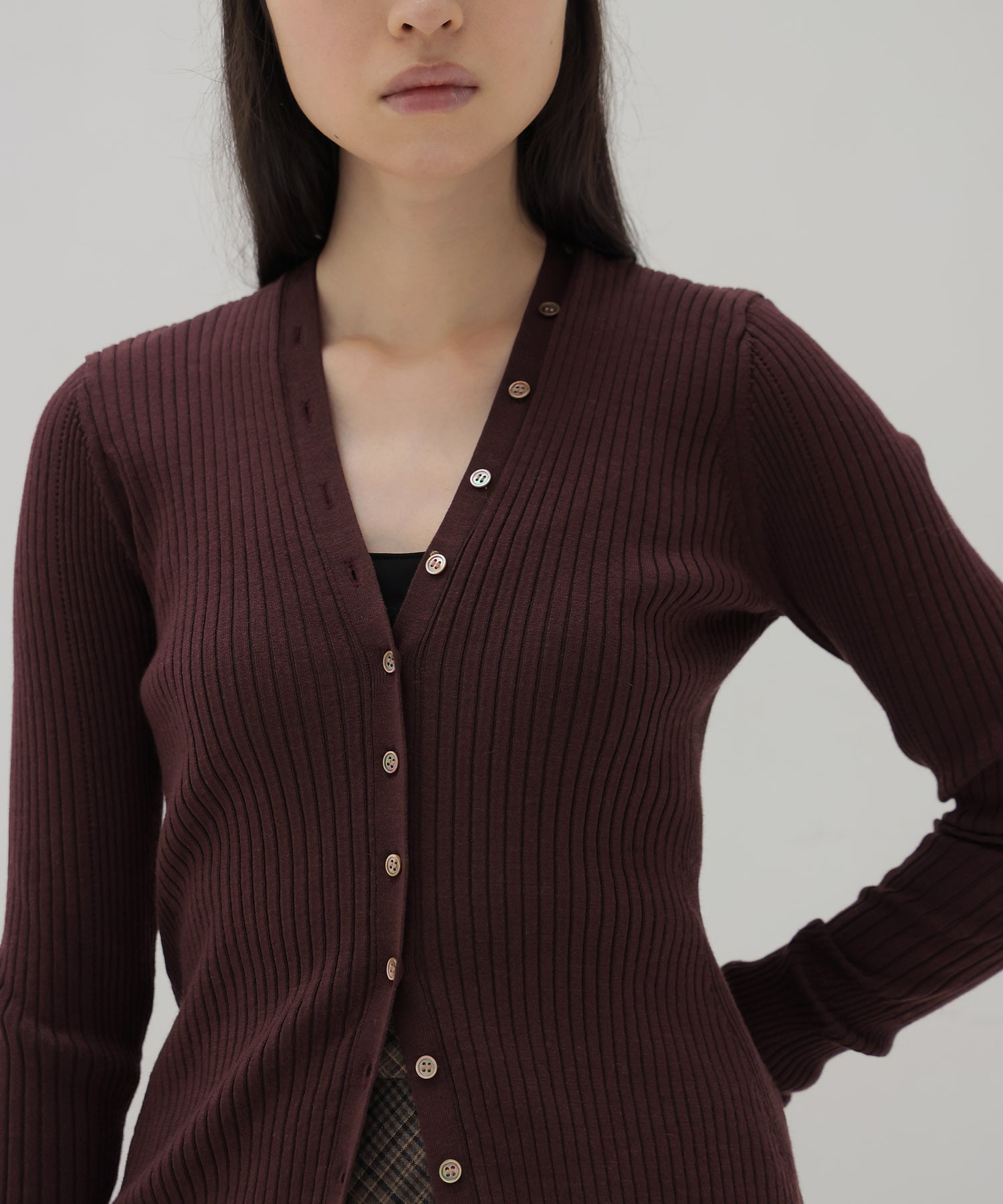 【venit/ヴェニット】ACETATE WOOL RIB VNECK PULL