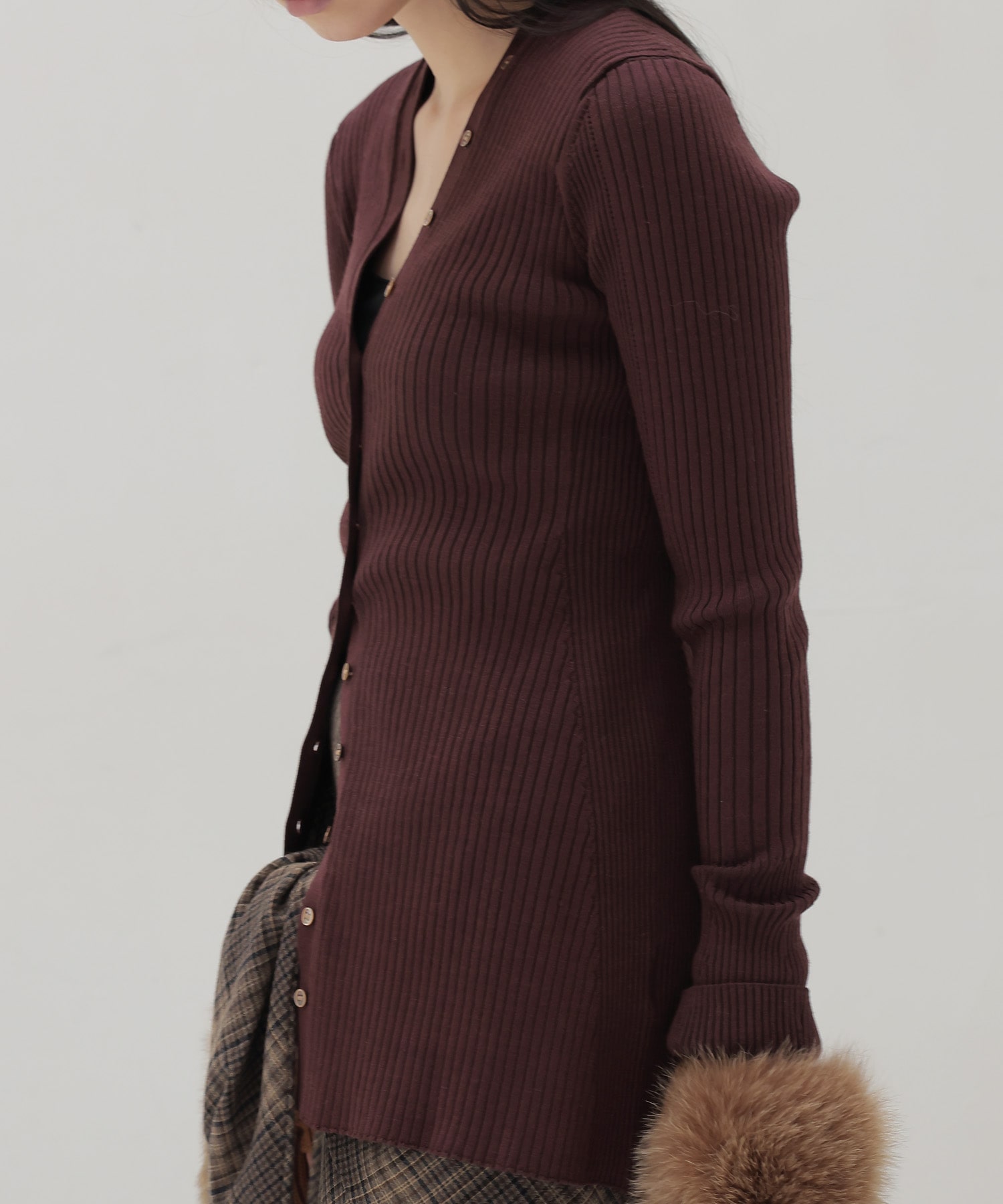 【venit/ヴェニット】ACETATE WOOL RIB VNECK PULL