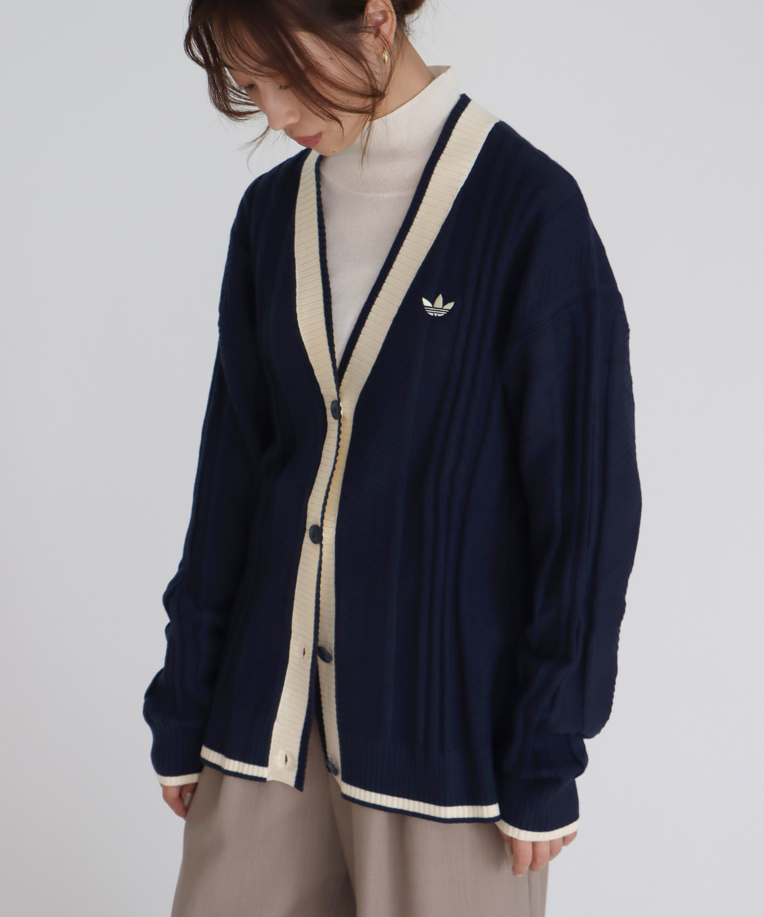【adidas Originals/アディダスオリジナルス】CABLE KNIT CARDIGAN