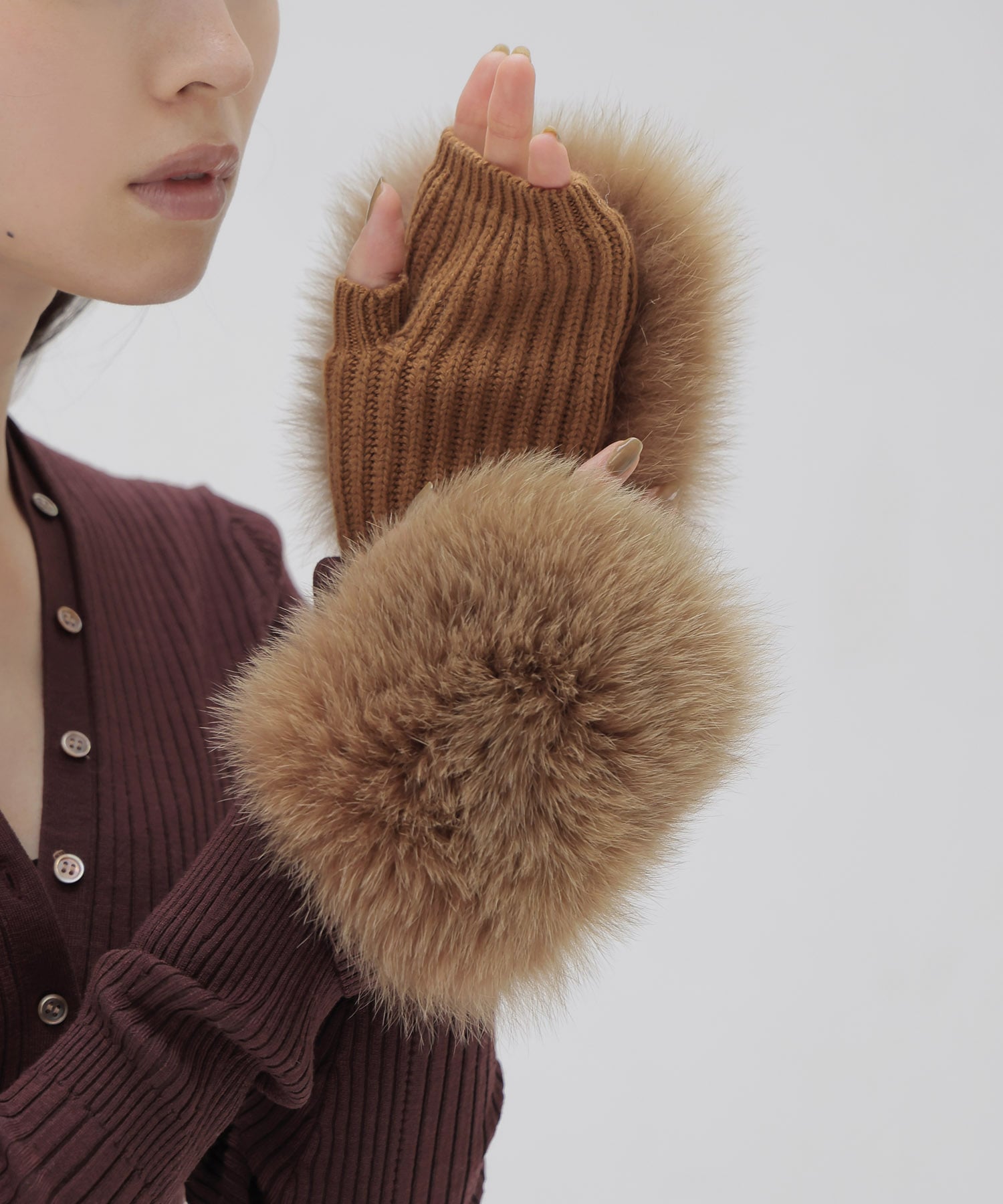 【ALPO/アルポ】FOX fur fingerless glove