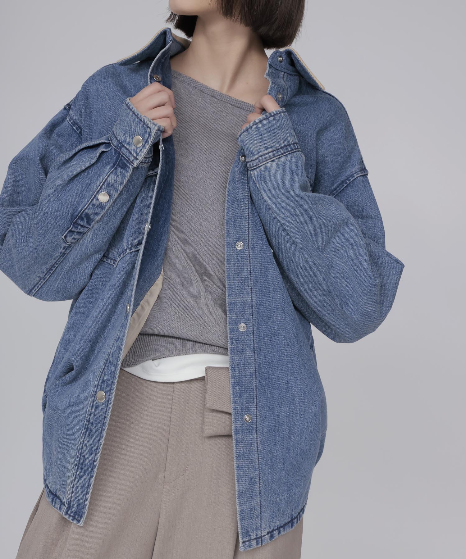 【SYSTEM / システム】CORDUROY-COLLAR CONTRAST DENIM JACKET