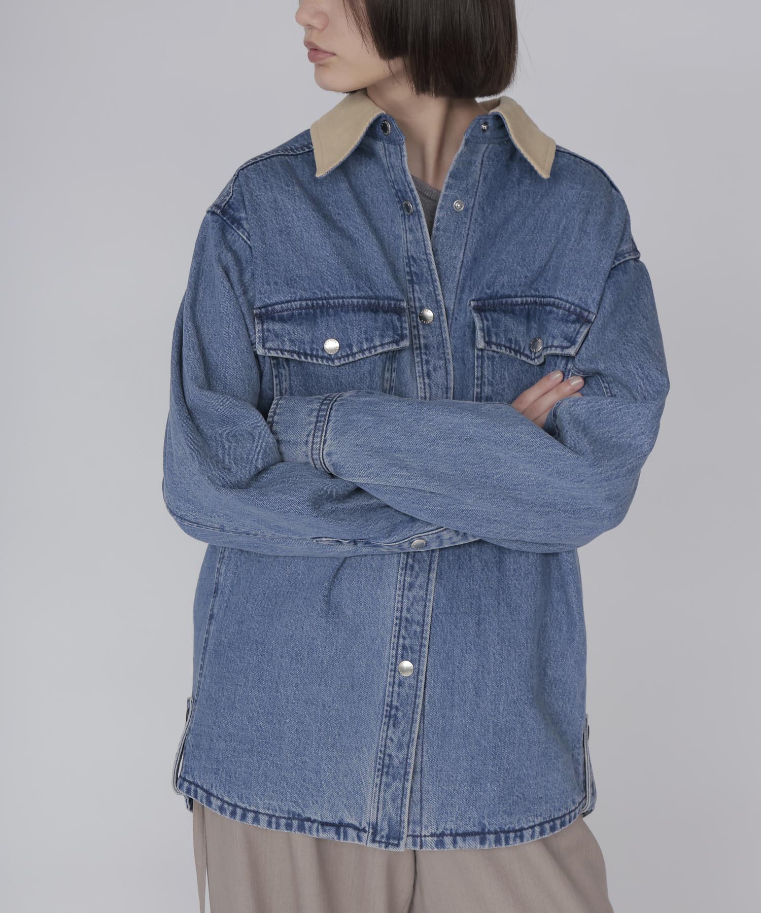 【SYSTEM / システム】CORDUROY-COLLAR CONTRAST DENIM JACKET