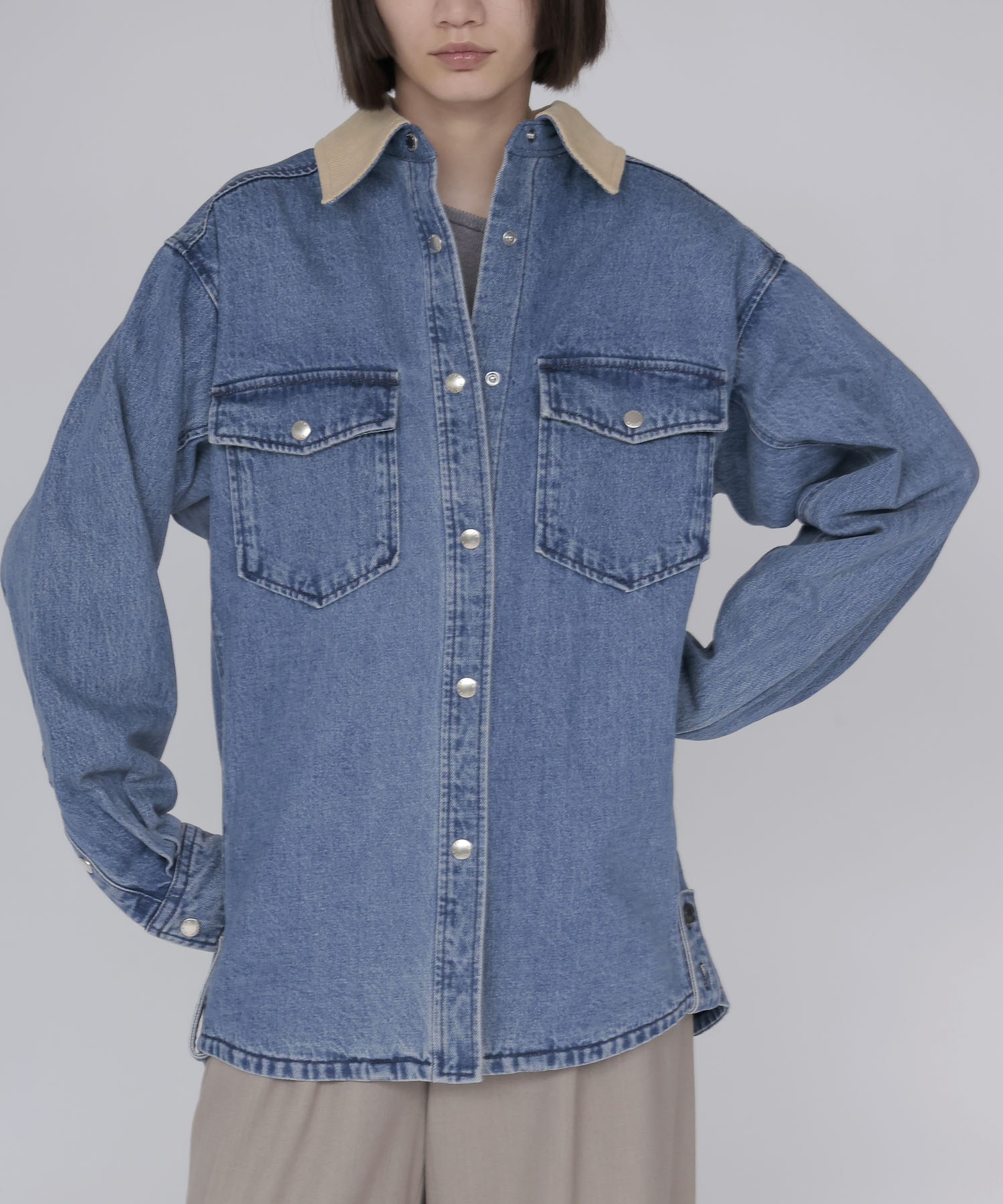 【SYSTEM / システム】CORDUROY-COLLAR CONTRAST DENIM JACKET