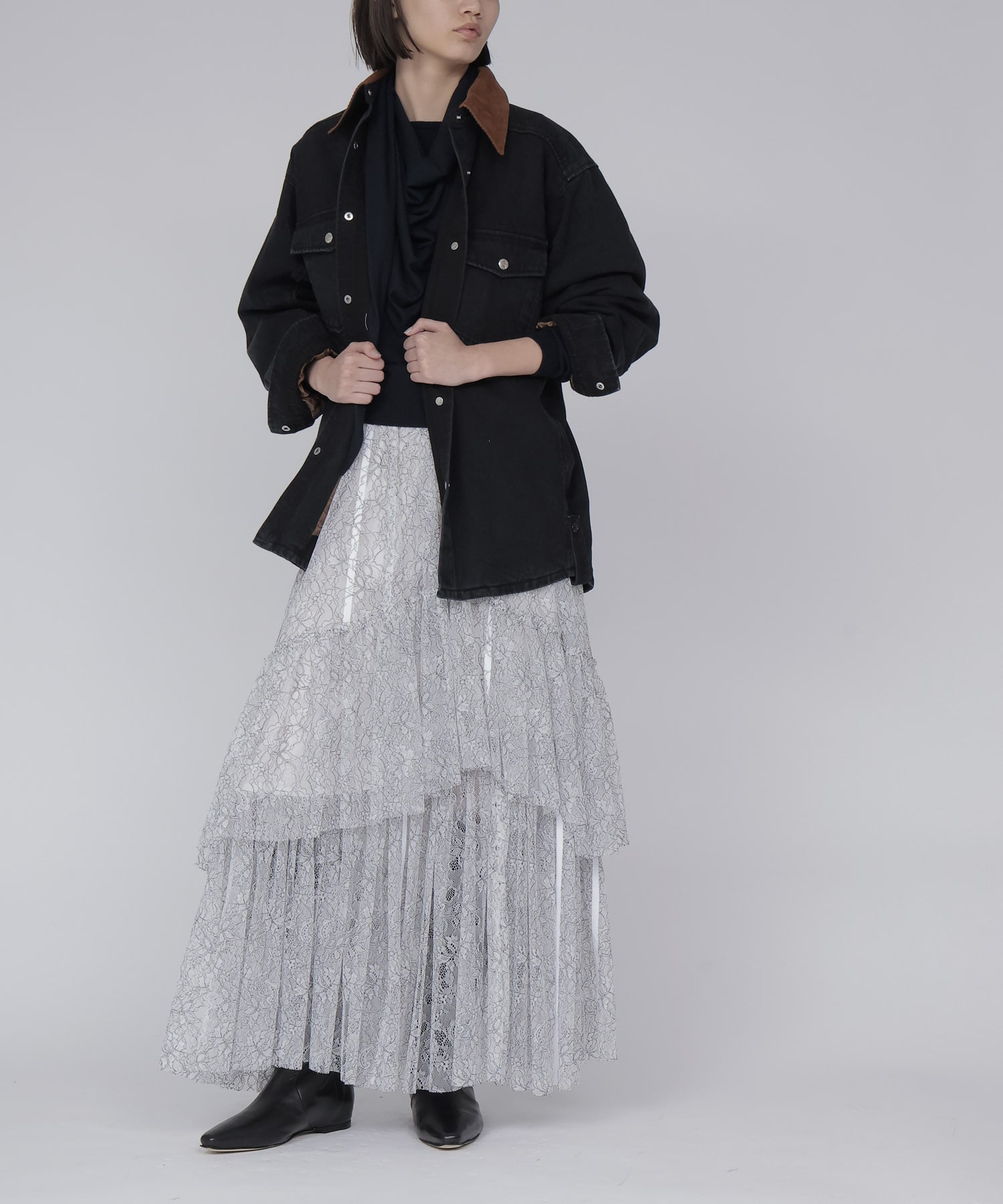 【SYSTEM / システム】CORDUROY-COLLAR CONTRAST DENIM JACKET