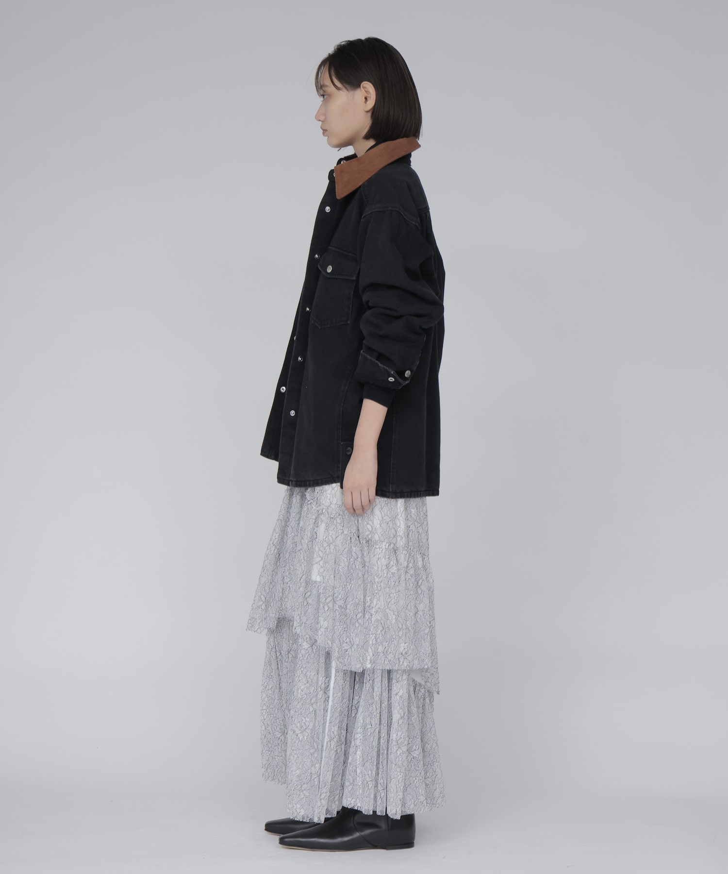 【SYSTEM / システム】CORDUROY-COLLAR CONTRAST DENIM JACKET
