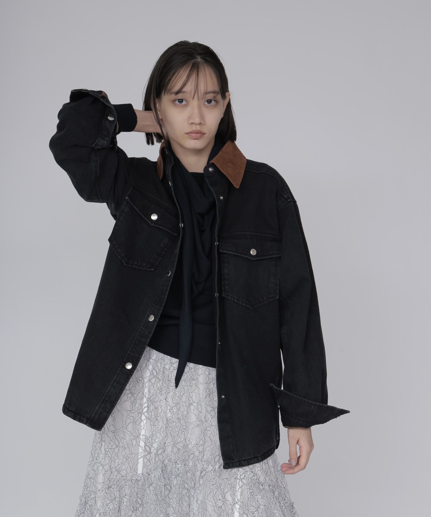 【SYSTEM / システム】CORDUROY-COLLAR CONTRAST DENIM JACKET