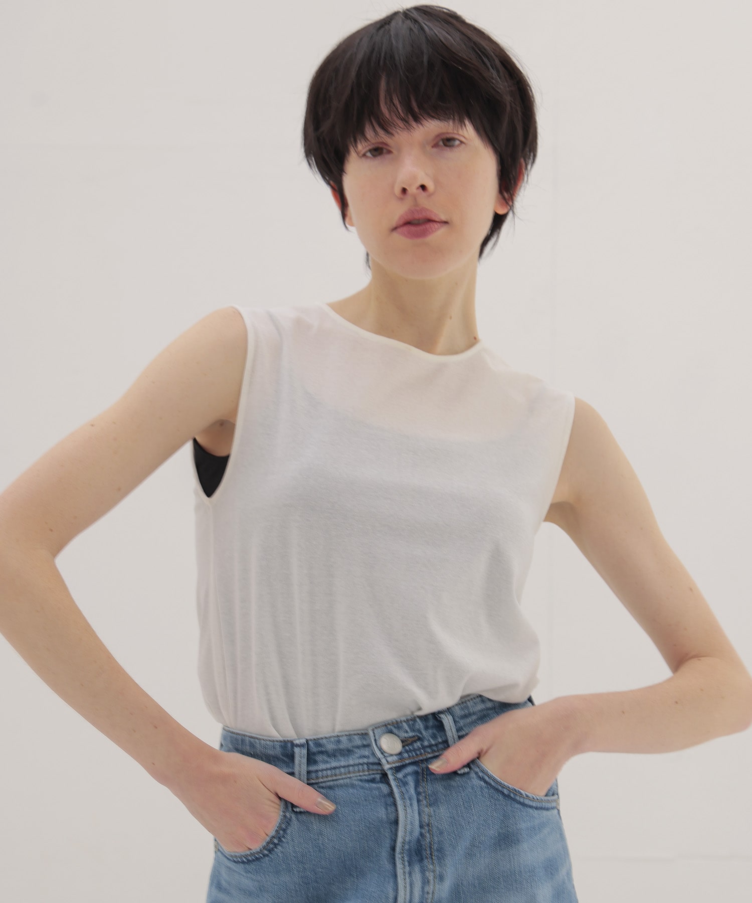 soft sheer crew tank top