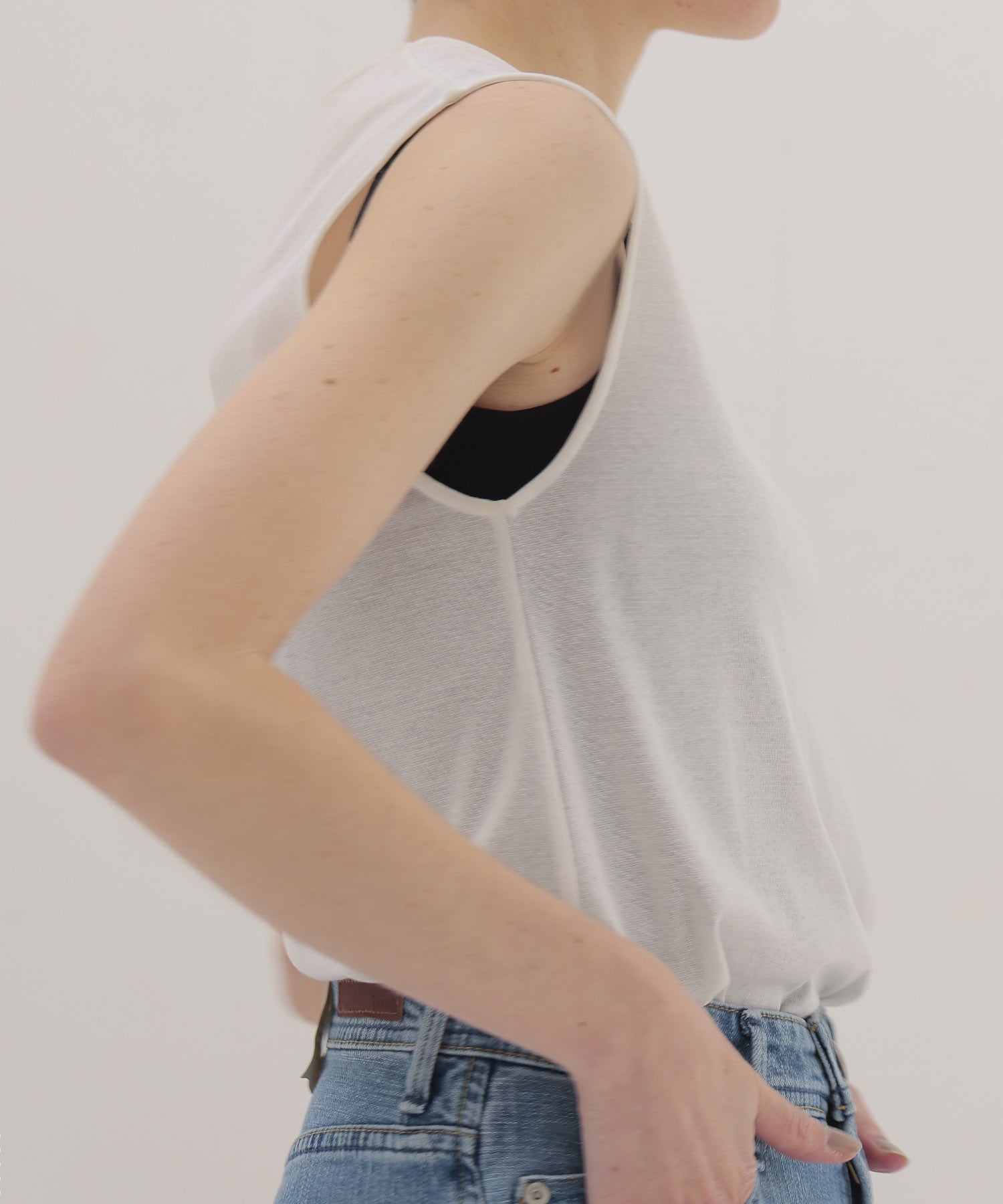 soft sheer crew tank top